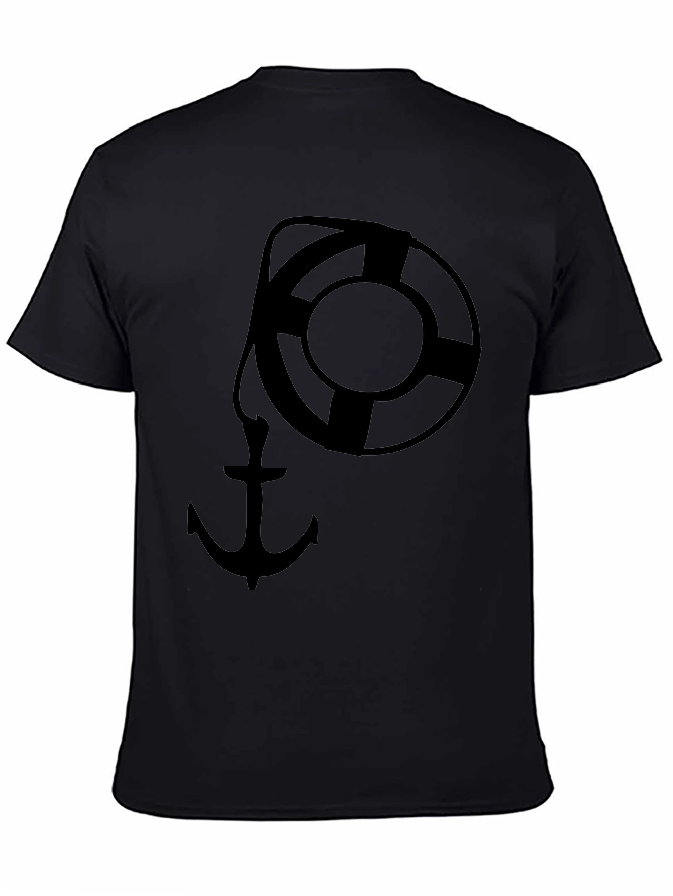 Nautical Anchor & Life Preserver Graphic Tee - Black - 4
