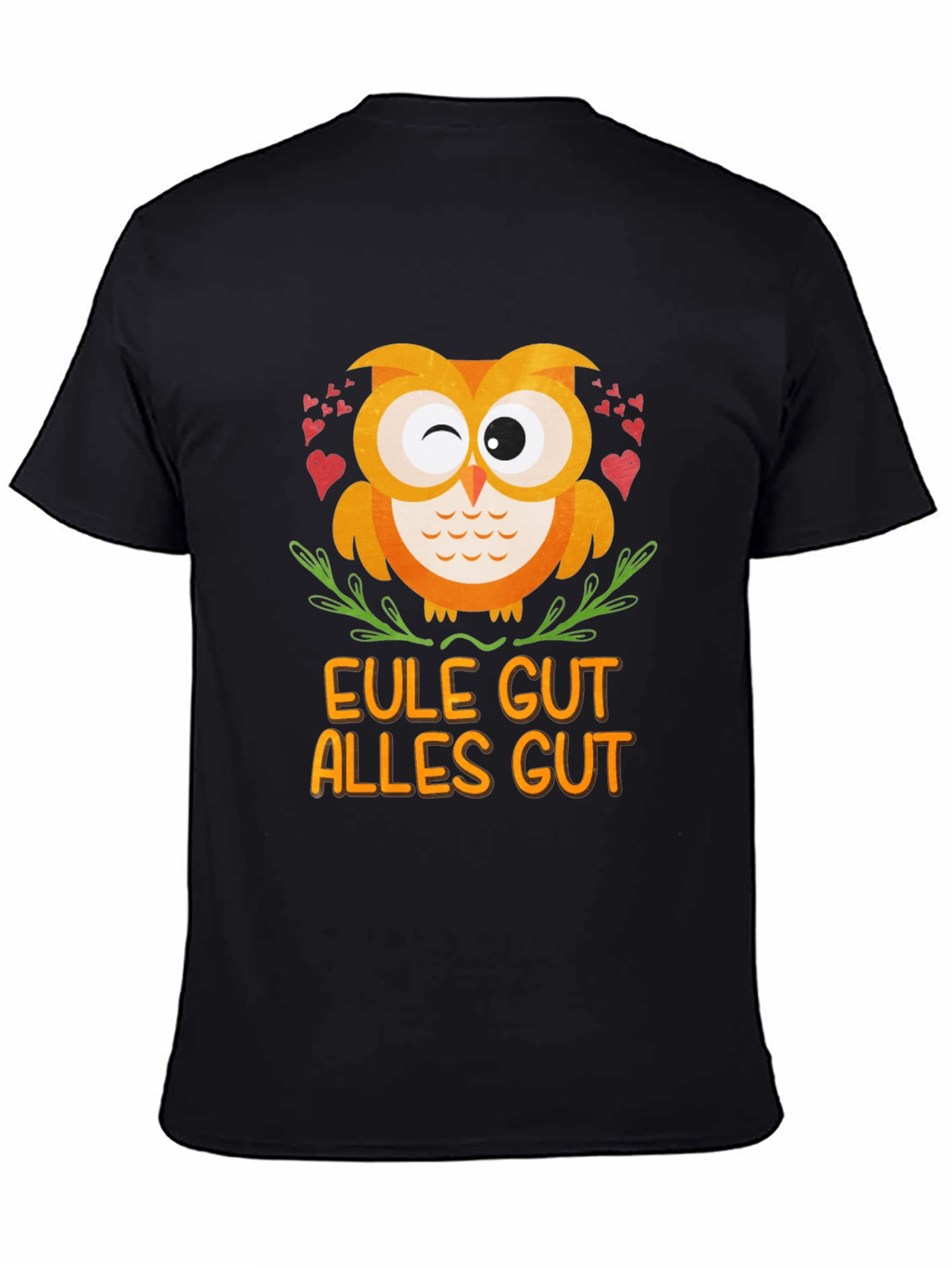 Black Eule Gut Alles Gut Owl T-Shirt - Black view 4