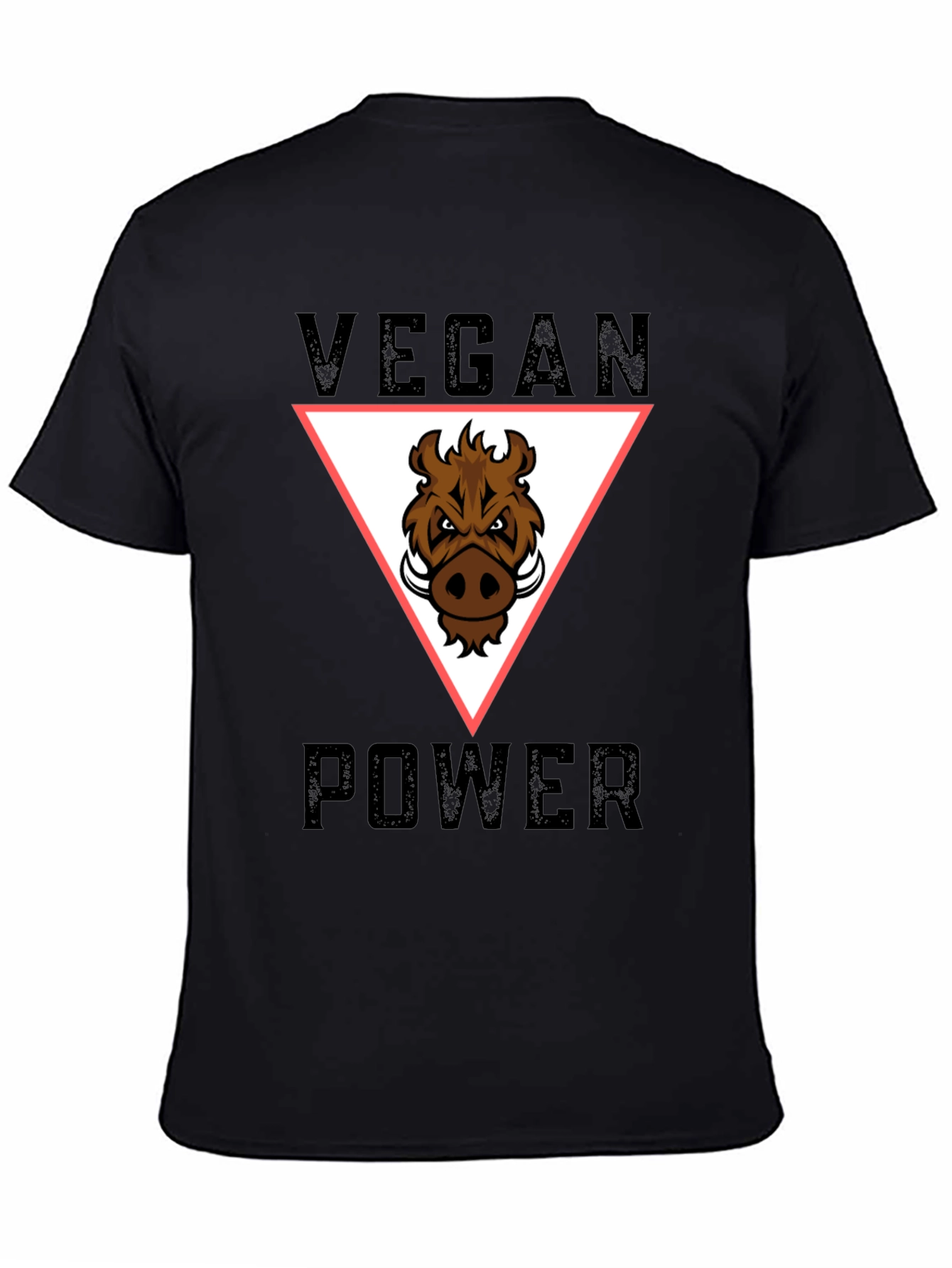 Black Vegan Power T-Shirt - Boar Graphic Tee view 4