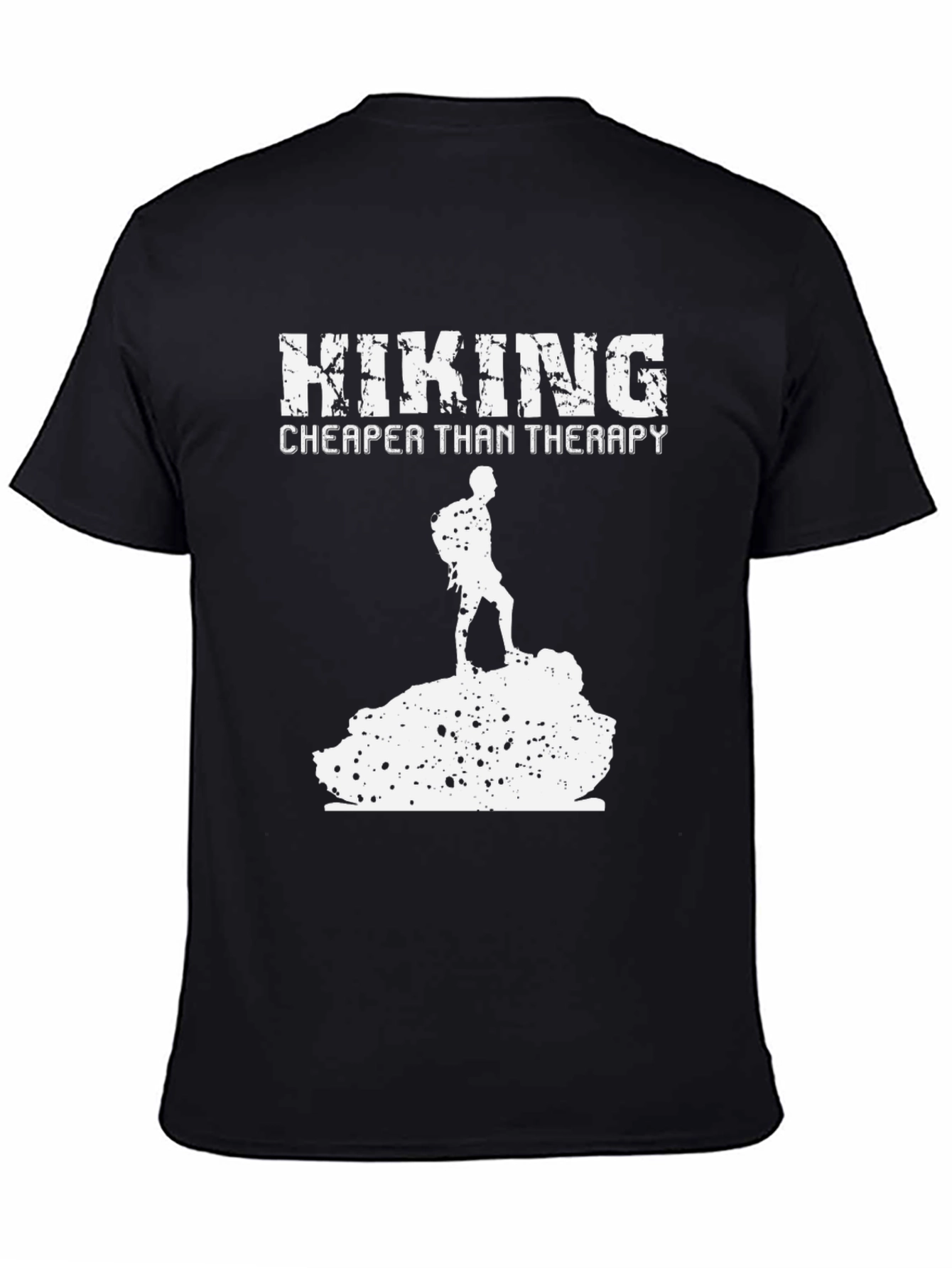 Black Hiking Cheaper Than Therapy Black T-Shirt view 4