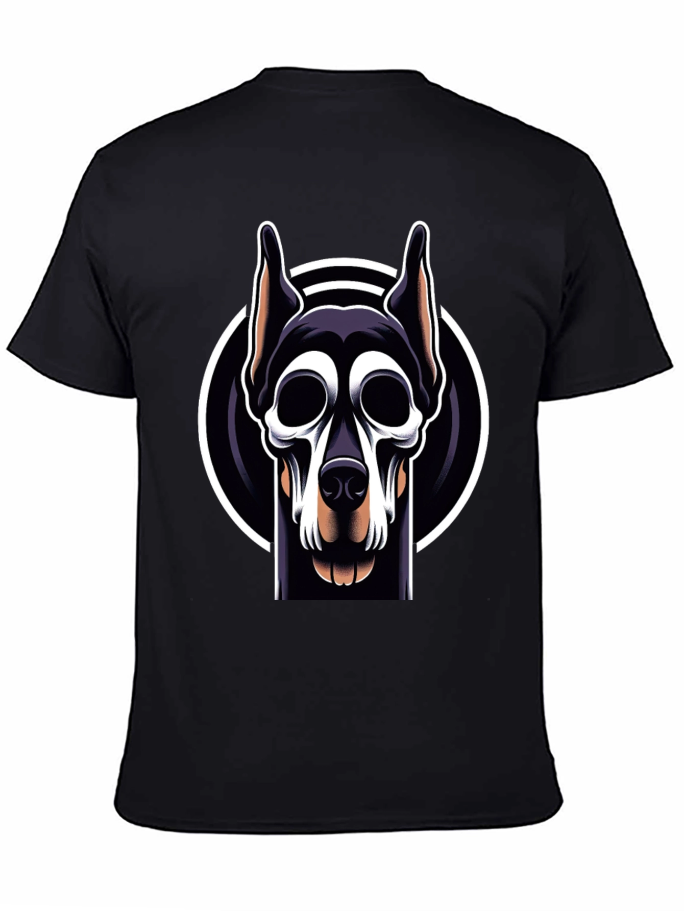 Black Doberman Skull Graphic Tee - Black view 4