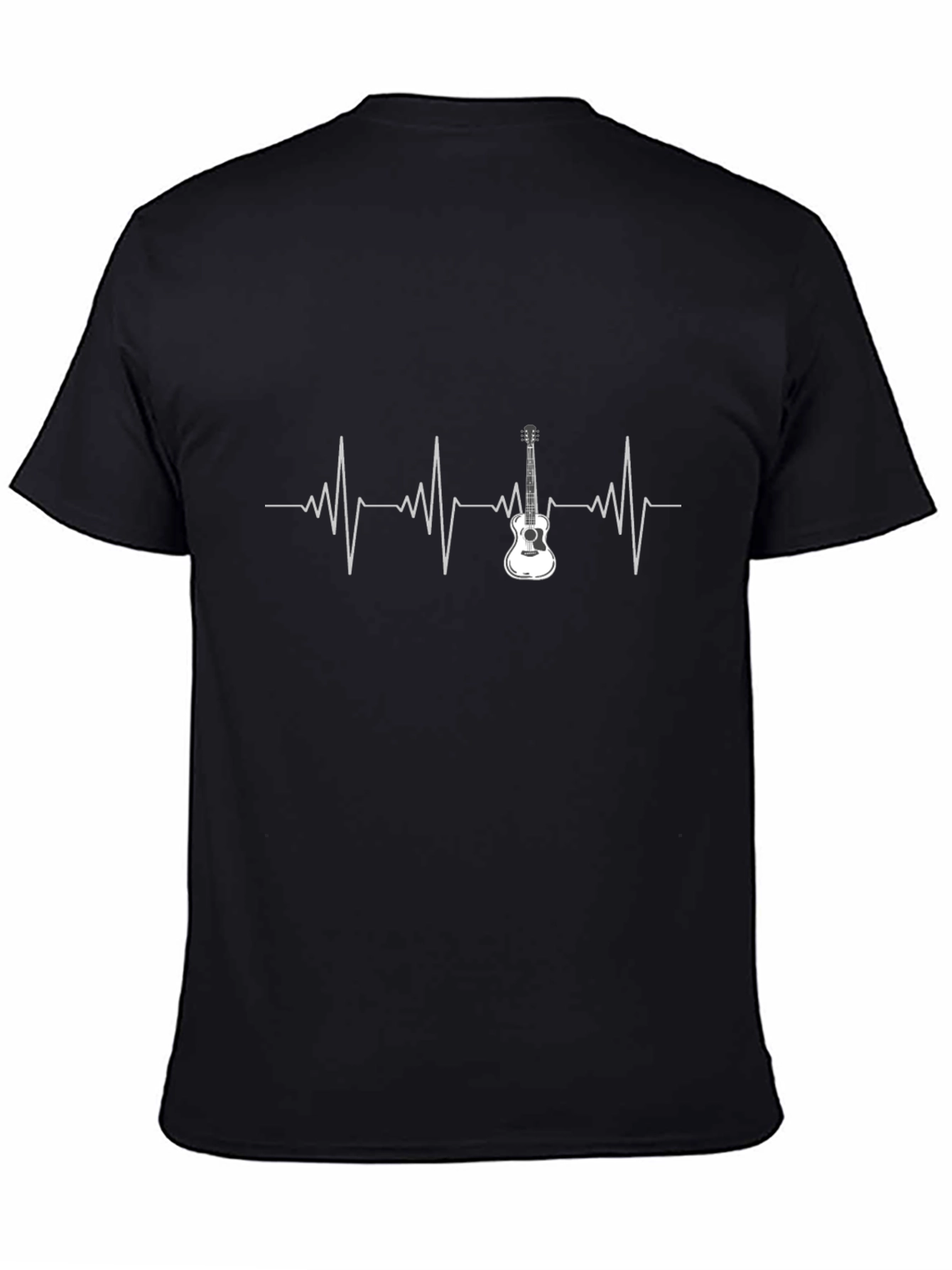 Black Guitar Heartbeat Graphic Tee - Black view 4