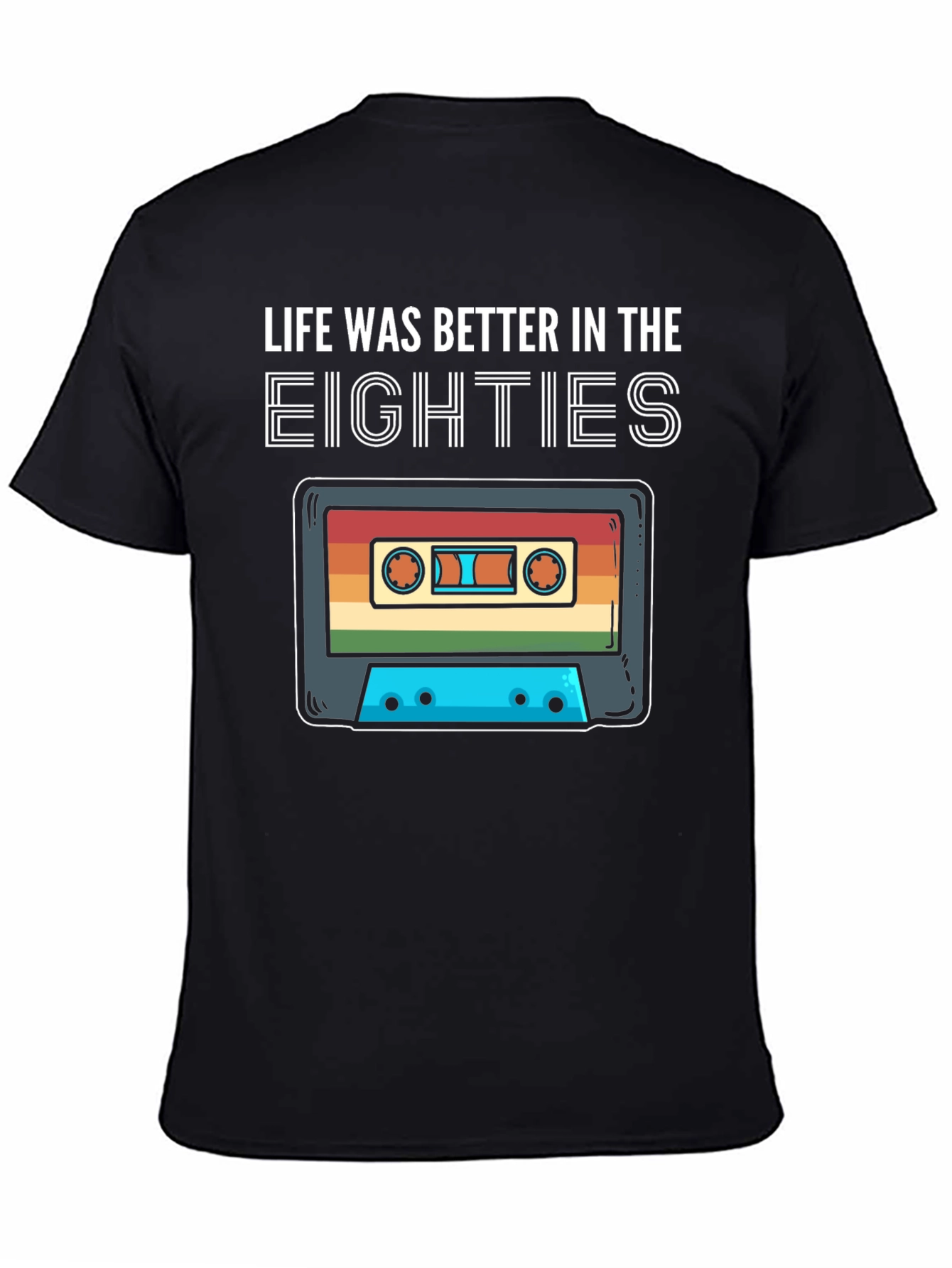 Black Retro 80s Cassette Tape T-Shirt - Life Was Better view 4