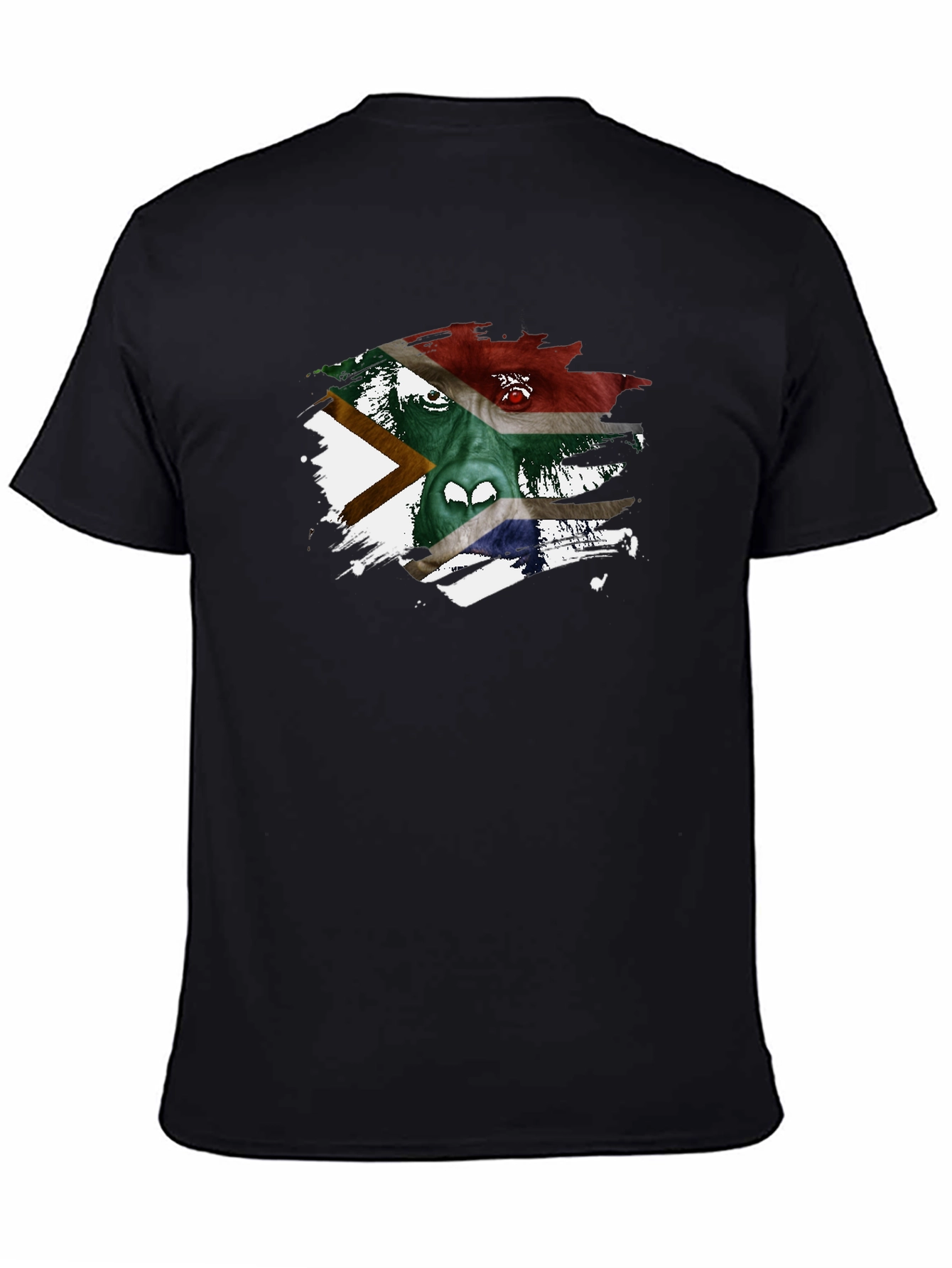 Black South Africa Flag Gorilla Graphic Black T-Shirt view 4