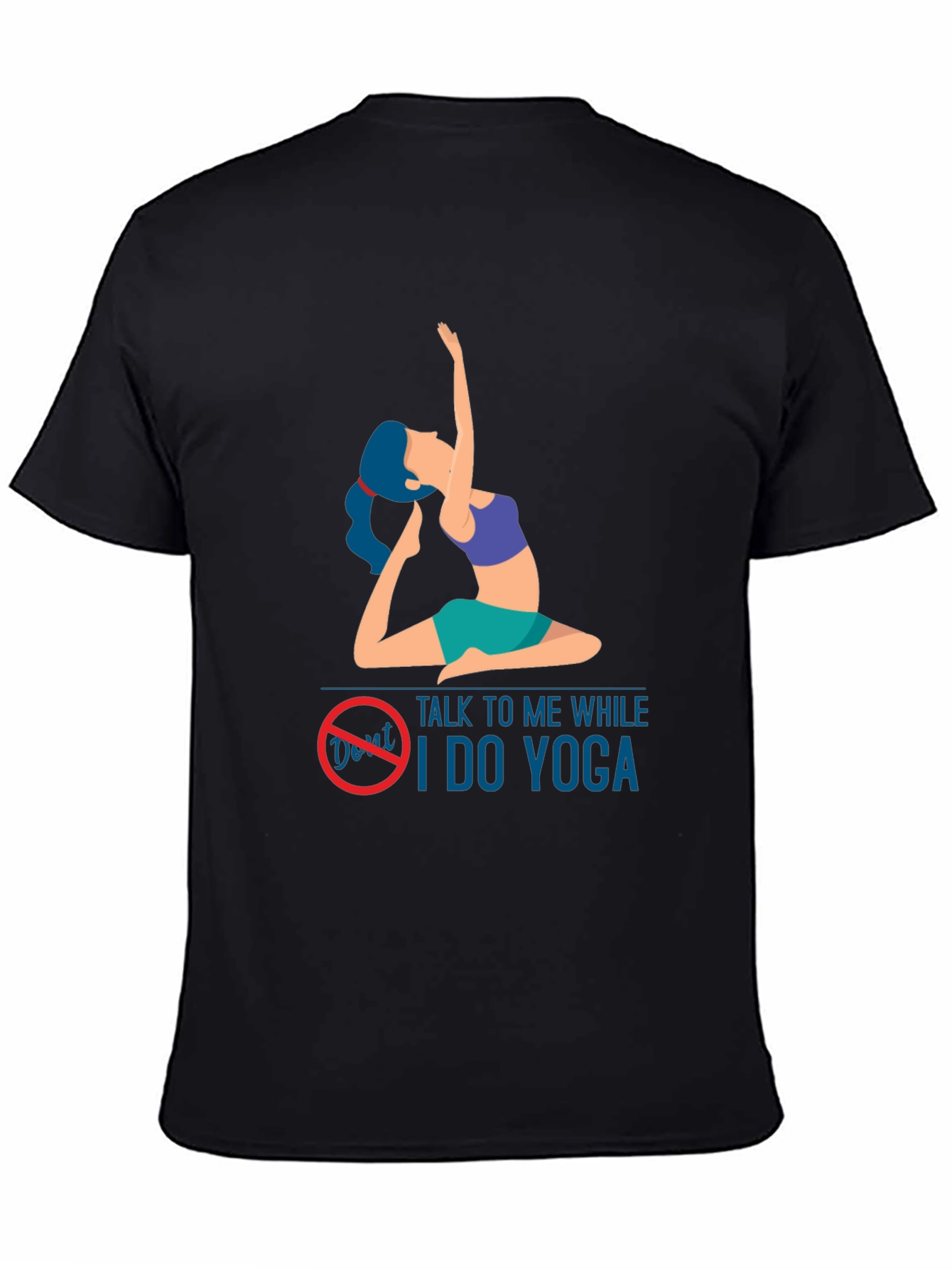 Black Yoga Lover T-Shirt: Don't Talk to Me While I Do Yoga view 4