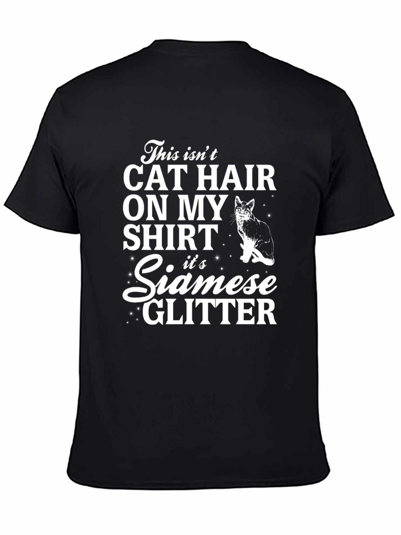 Black Cat Hair Siamese Glitter T-Shirt view 4