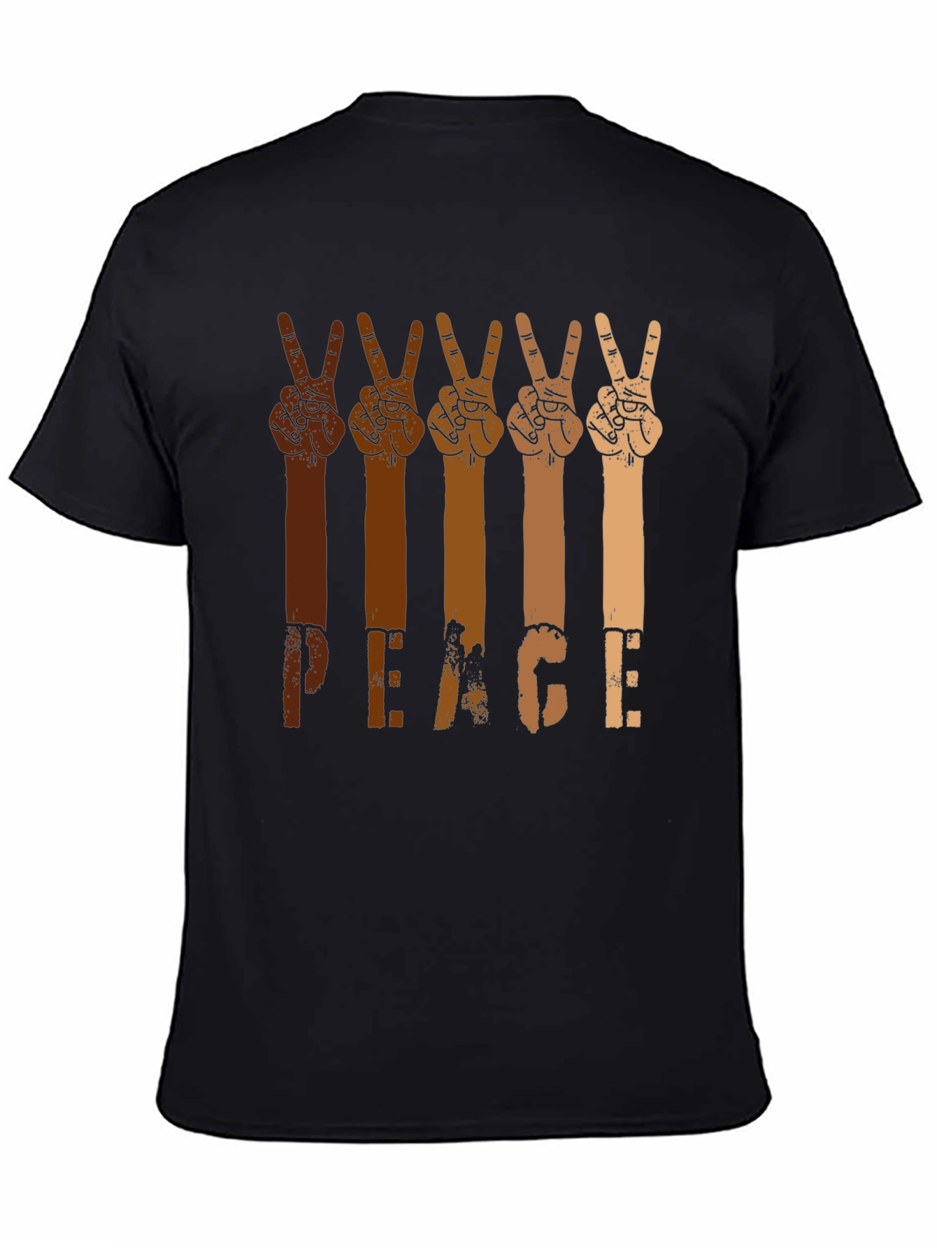 Black Peace Hands Graphic Tee - Multi-Skin Tone Unity Shirt view 4