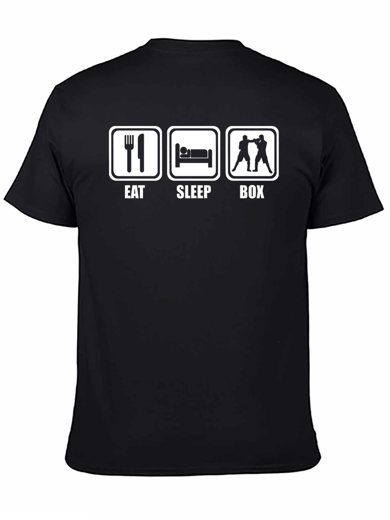 Black Eat Sleep Box T-Shirt - Boxing Humor Tee view 4