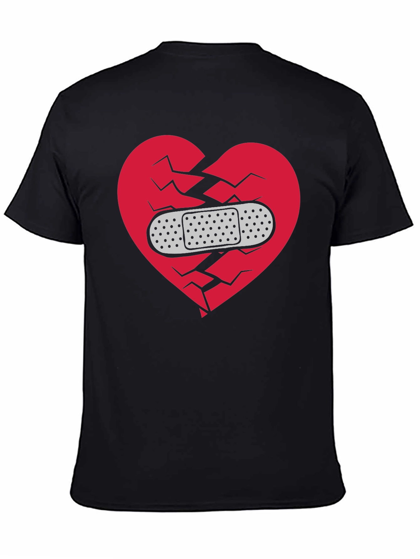 Black Broken Heart Healed T-Shirt - Mens Black Graphic Tee view 4
