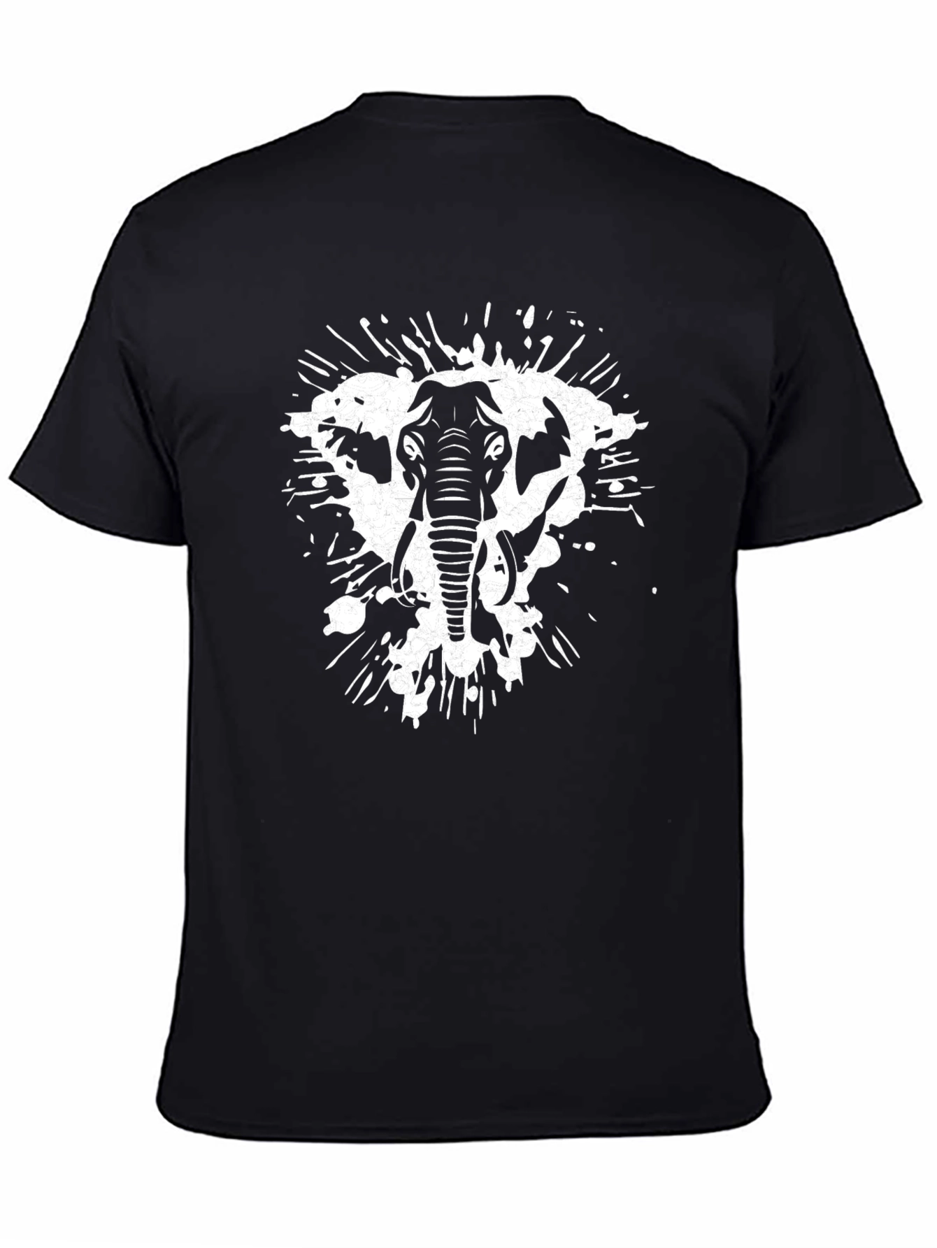 Black Elephant Splatter Graphic Tee - Black Cotton Shirt view 4