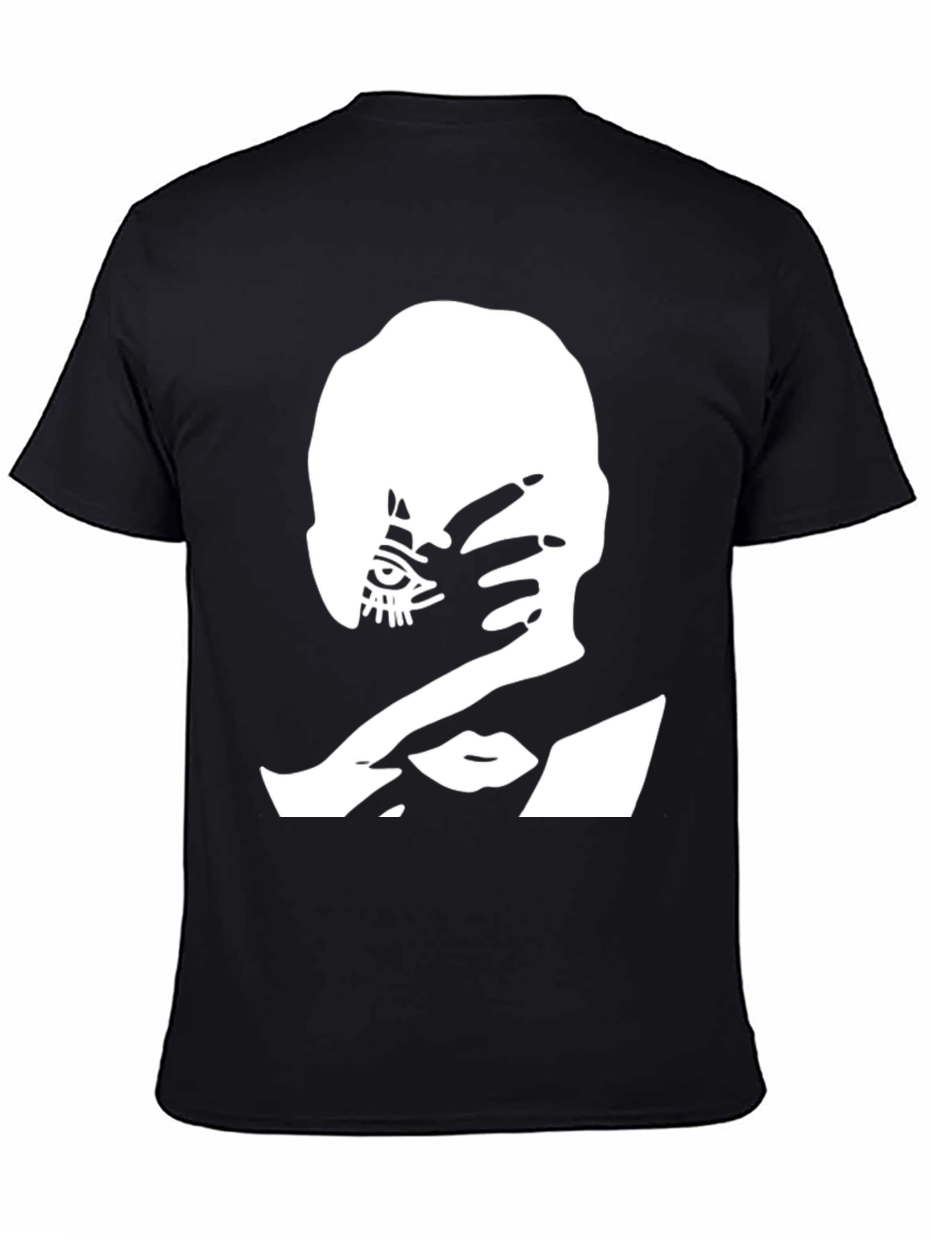 Black Edgy Graphic Tee: All-Seeing Eye Hand Design view 4