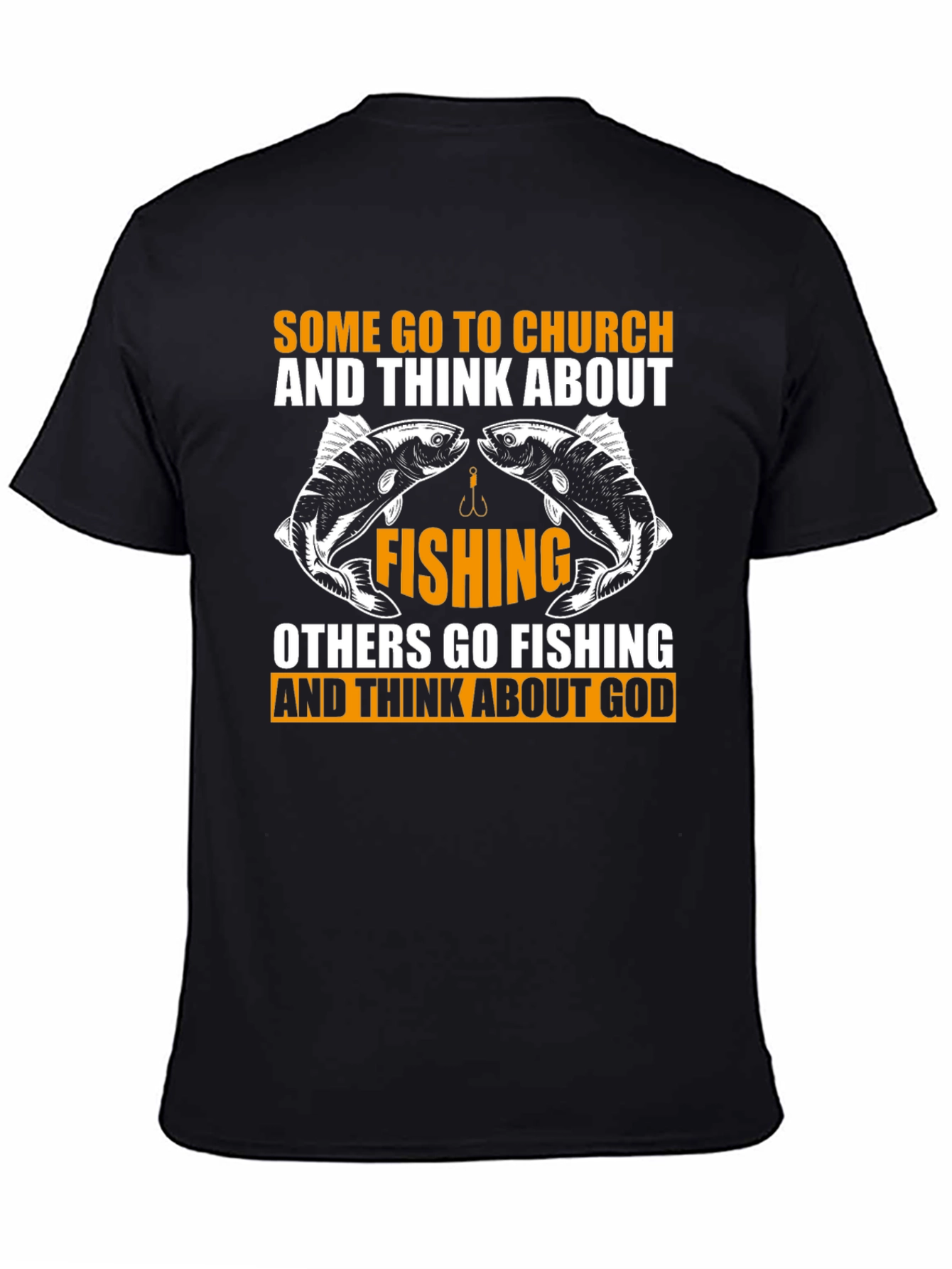 Black Fishing & God Graphic Tee - Black Cotton T-Shirt view 4