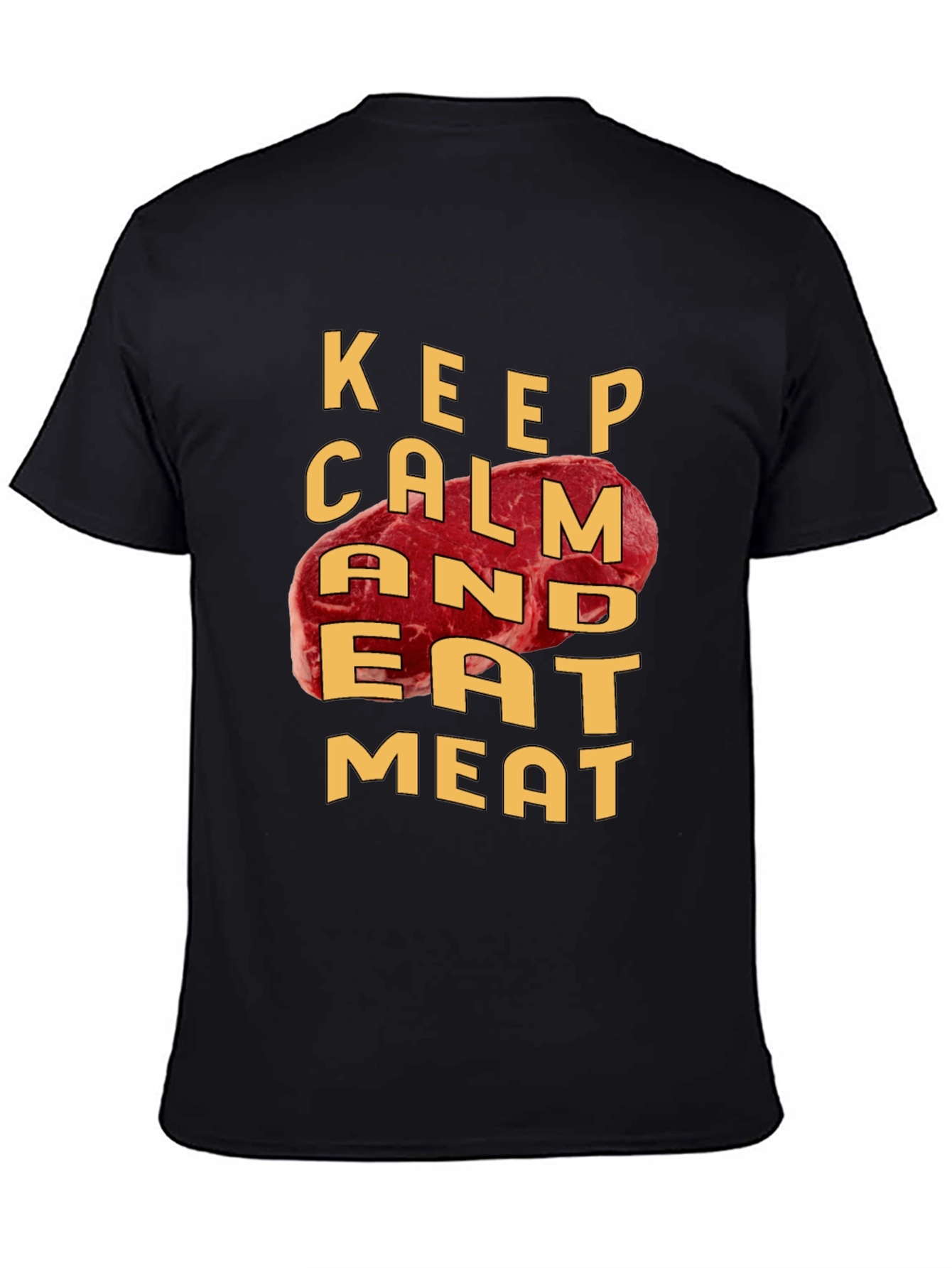 Black Keep Calm and Eat Meat T-Shirt view 4