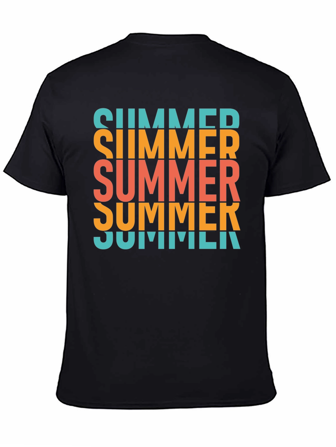 Black Summer Text Stacked Graphic T-Shirt - Casual Cotton Tee view 4