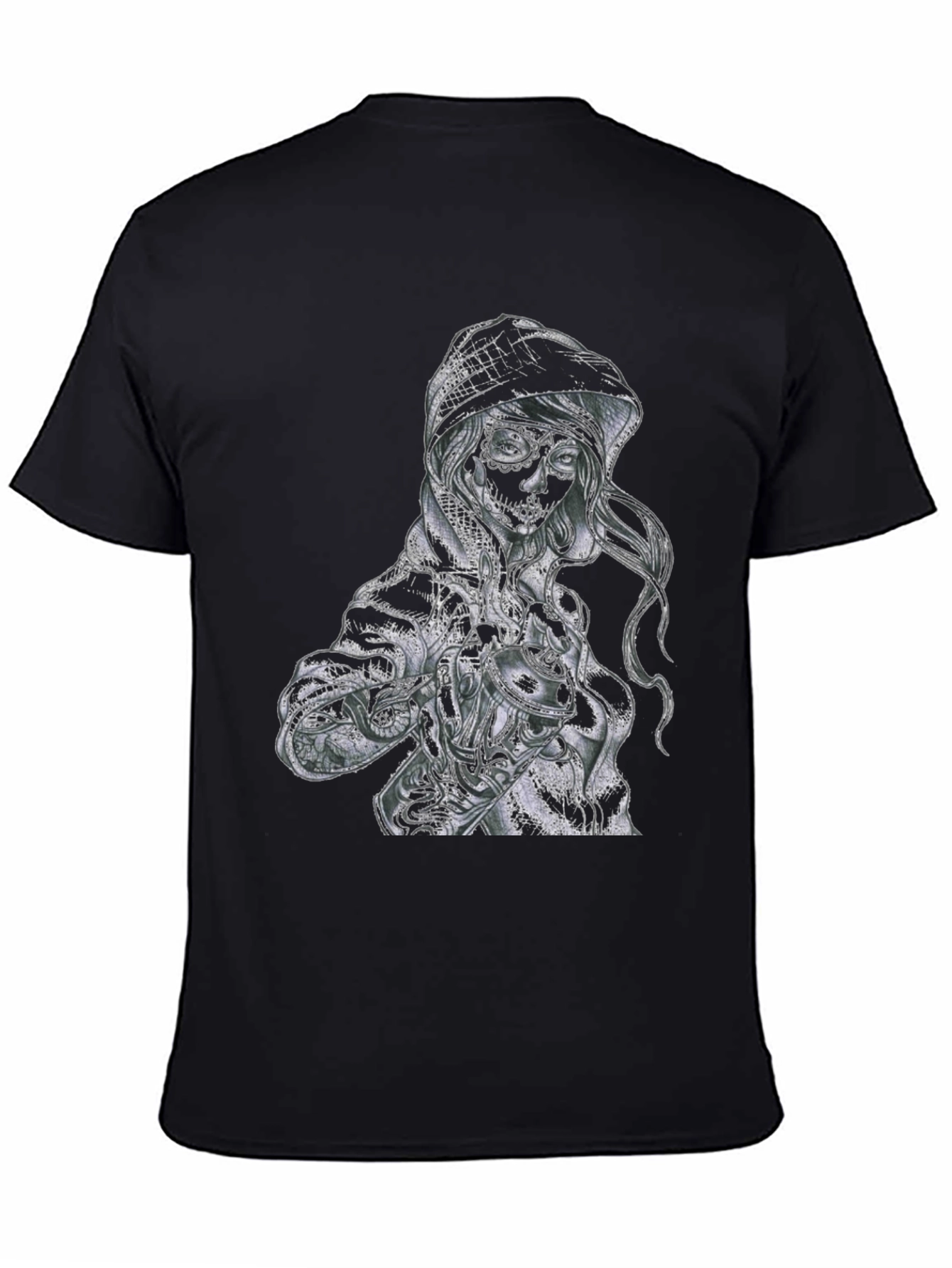 Black Sugar Skull Woman Graphic T-Shirt view 4