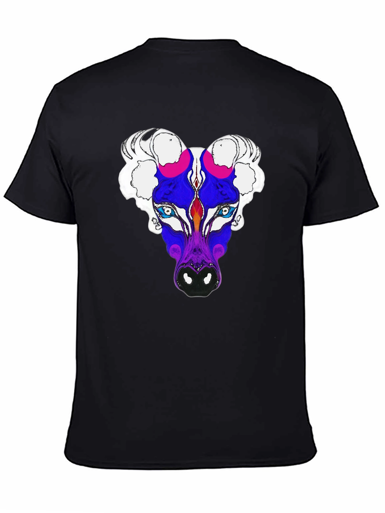 Black Abstract Bull Graphic Tee - Men's Black T-Shirt view 4