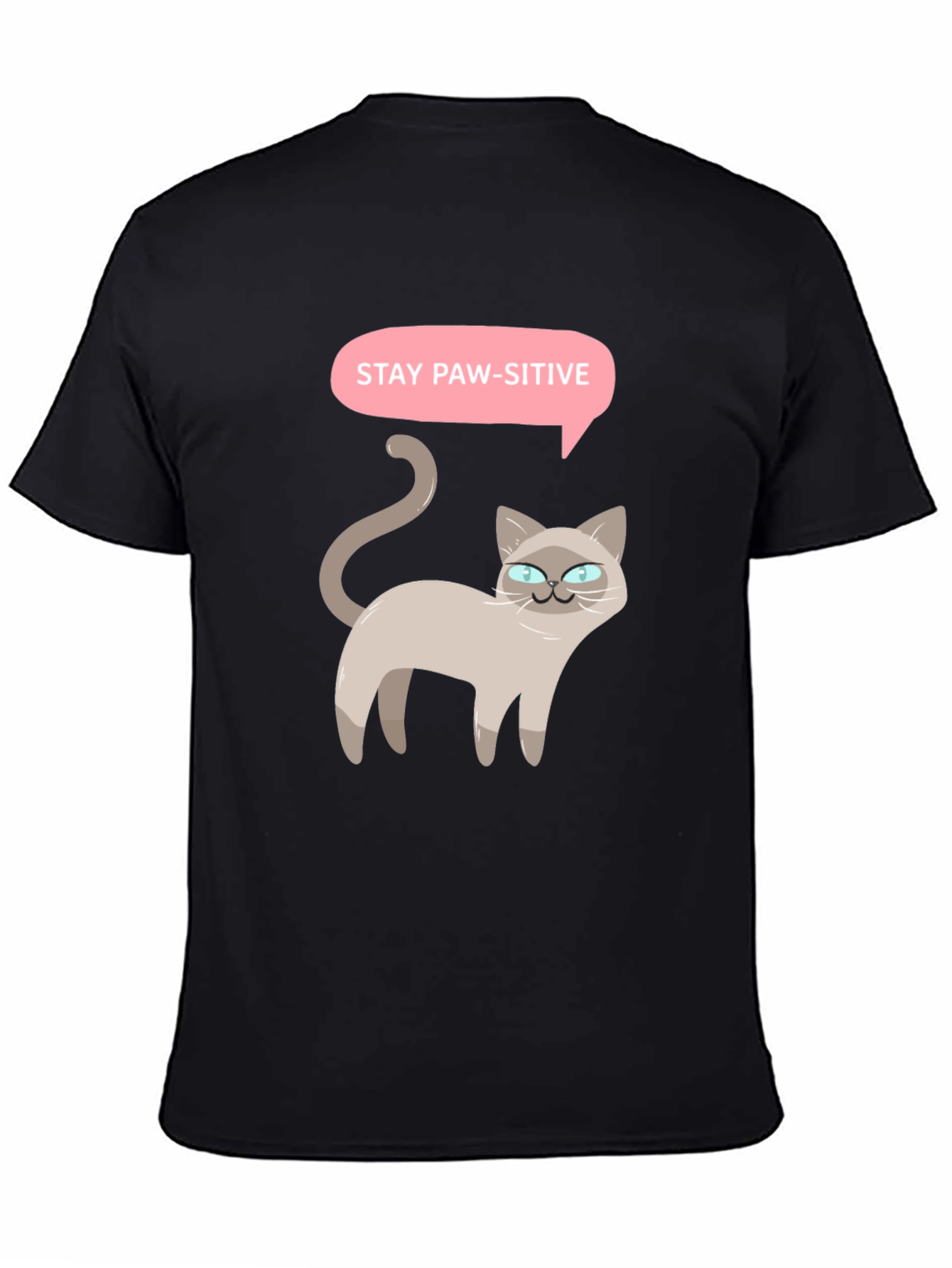 Black Stay Paw-sitive Cat Graphic T-Shirt view 4