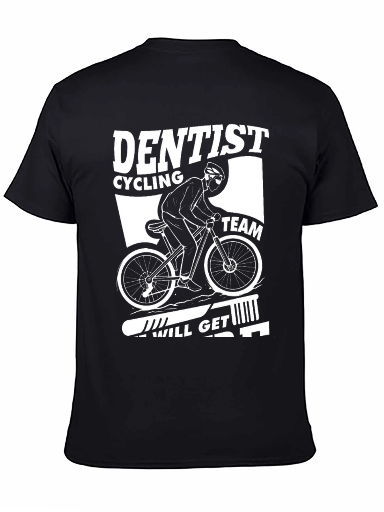 Black Dentist Cycling Team Graphic Tee - Black Cotton Blend Shirt view 4