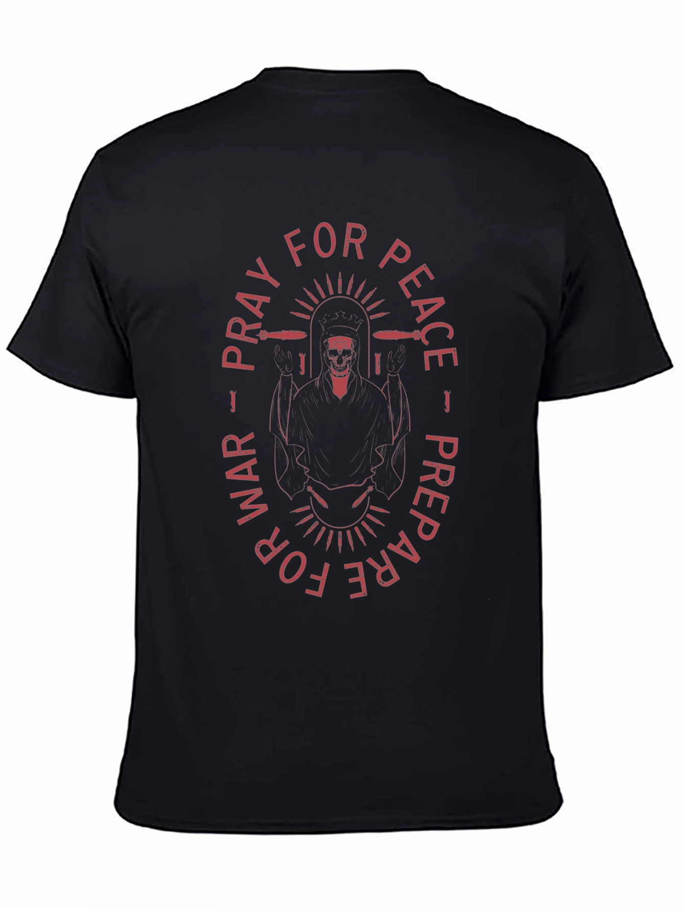 Black Pray for Peace Prepare for War Graphic Tee view 4