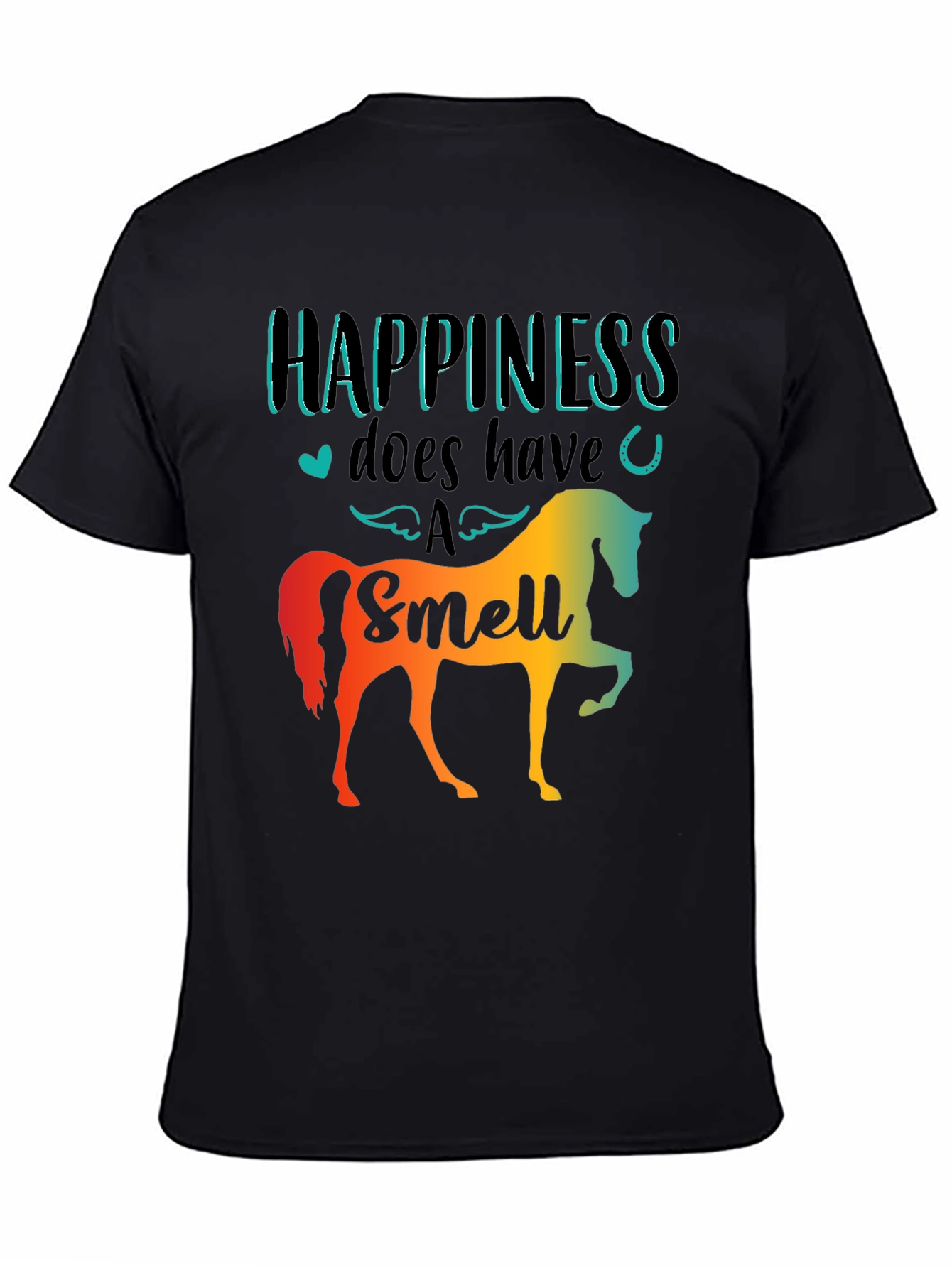 Black Happiness Has a Smell Horse T-Shirt view 4