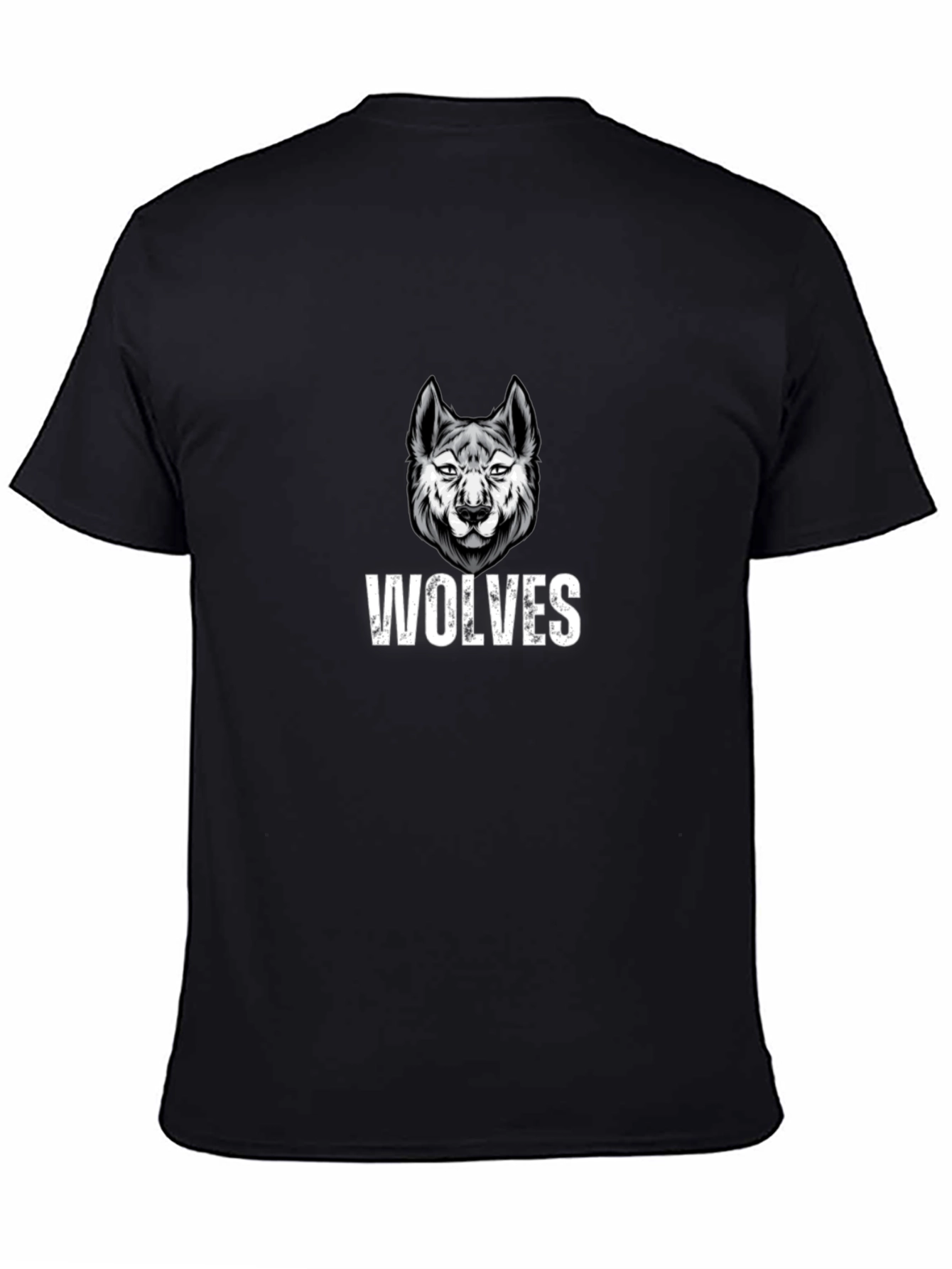 Black Wolves Graphic Print Black T-Shirt view 4