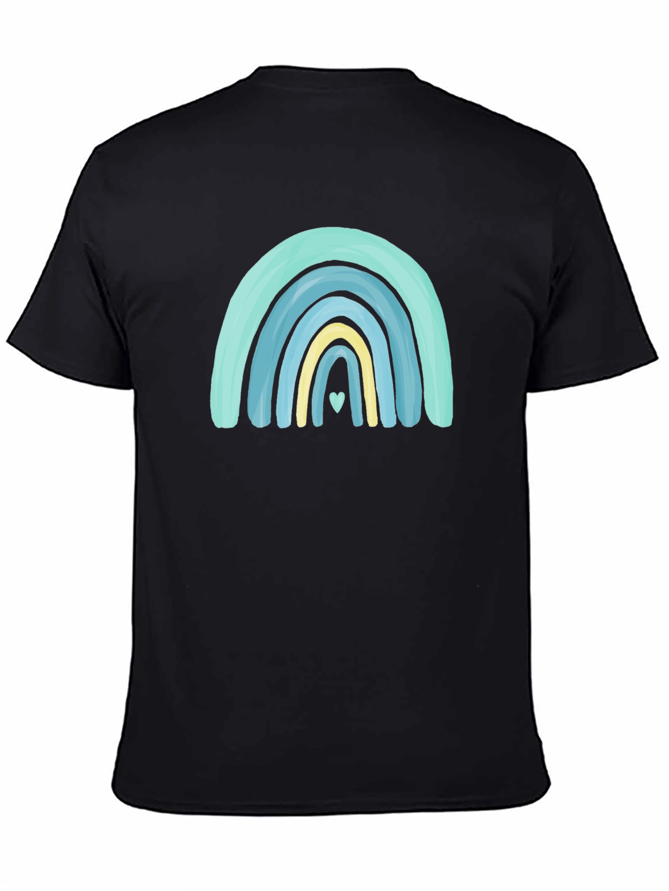 Black Rainbow Heart Graphic Black Tee view 4