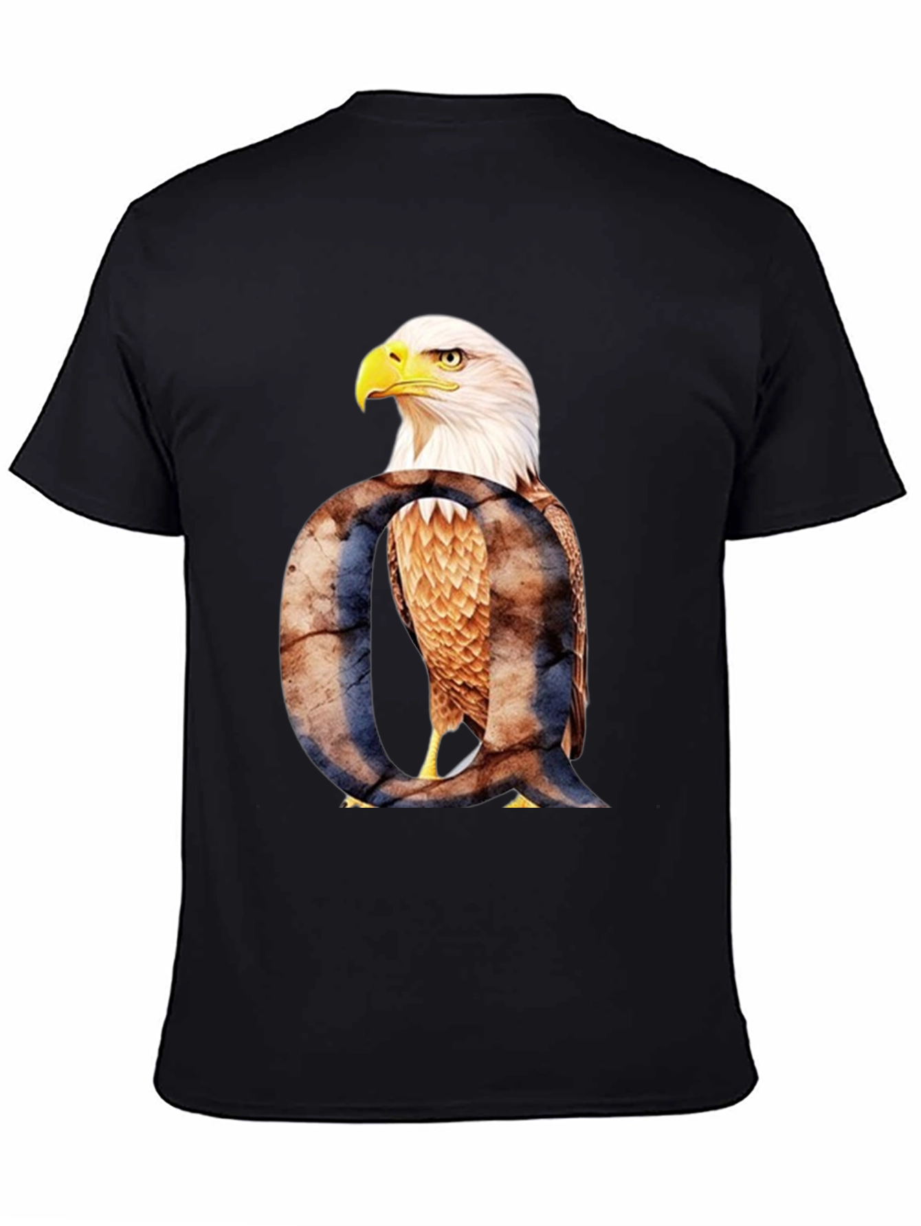 Black Eagle Letter Q Graphic T-Shirt view 4