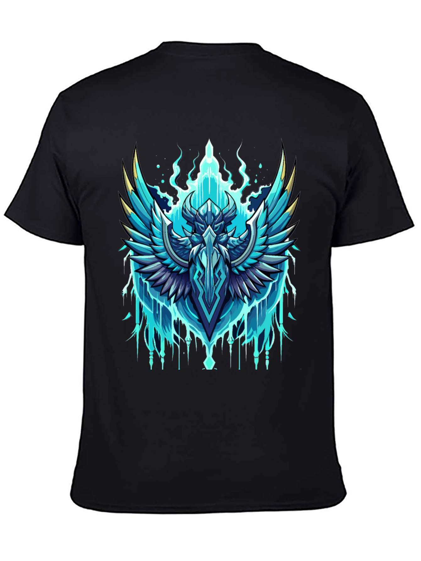 Black Epic Winged Crest Graphic Tee - Black Cotton view 4