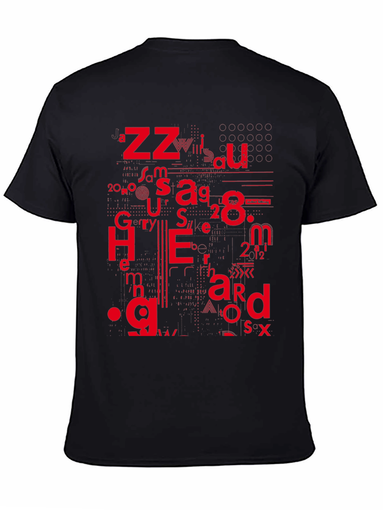 Abstract Typographic Graphic Black T-Shirt - 4