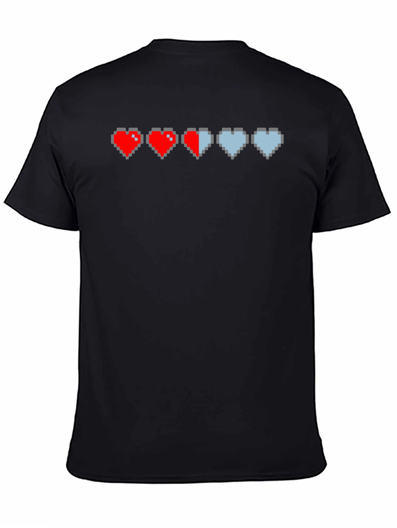 Black Gamer Pixel Heart T-Shirt - Life Bar Design view 4