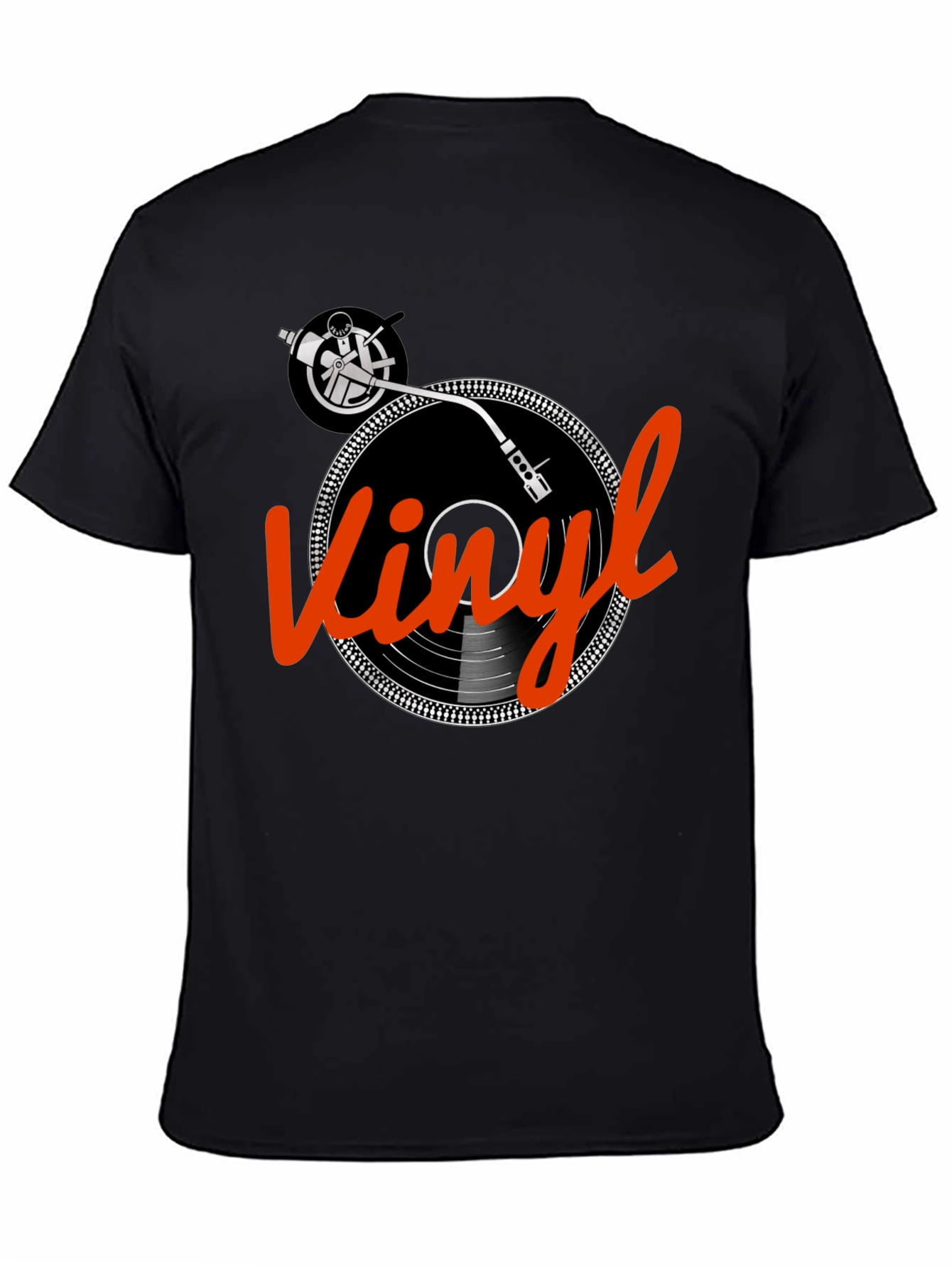Black Vinyl Record T-Shirt - Turntable Graphic Tee view 4