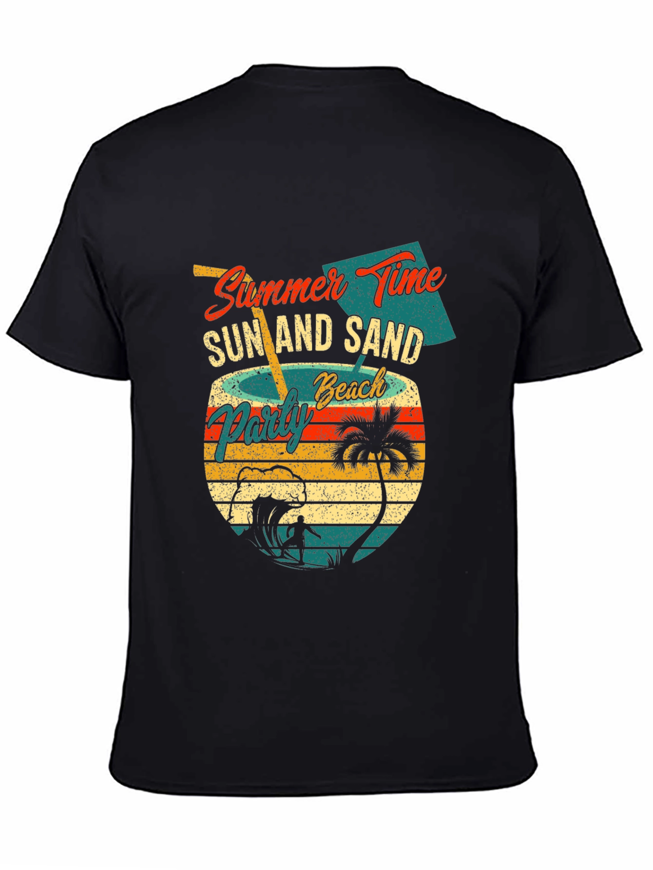 Black Summer Time Beach Party Graphic T-Shirt view 4