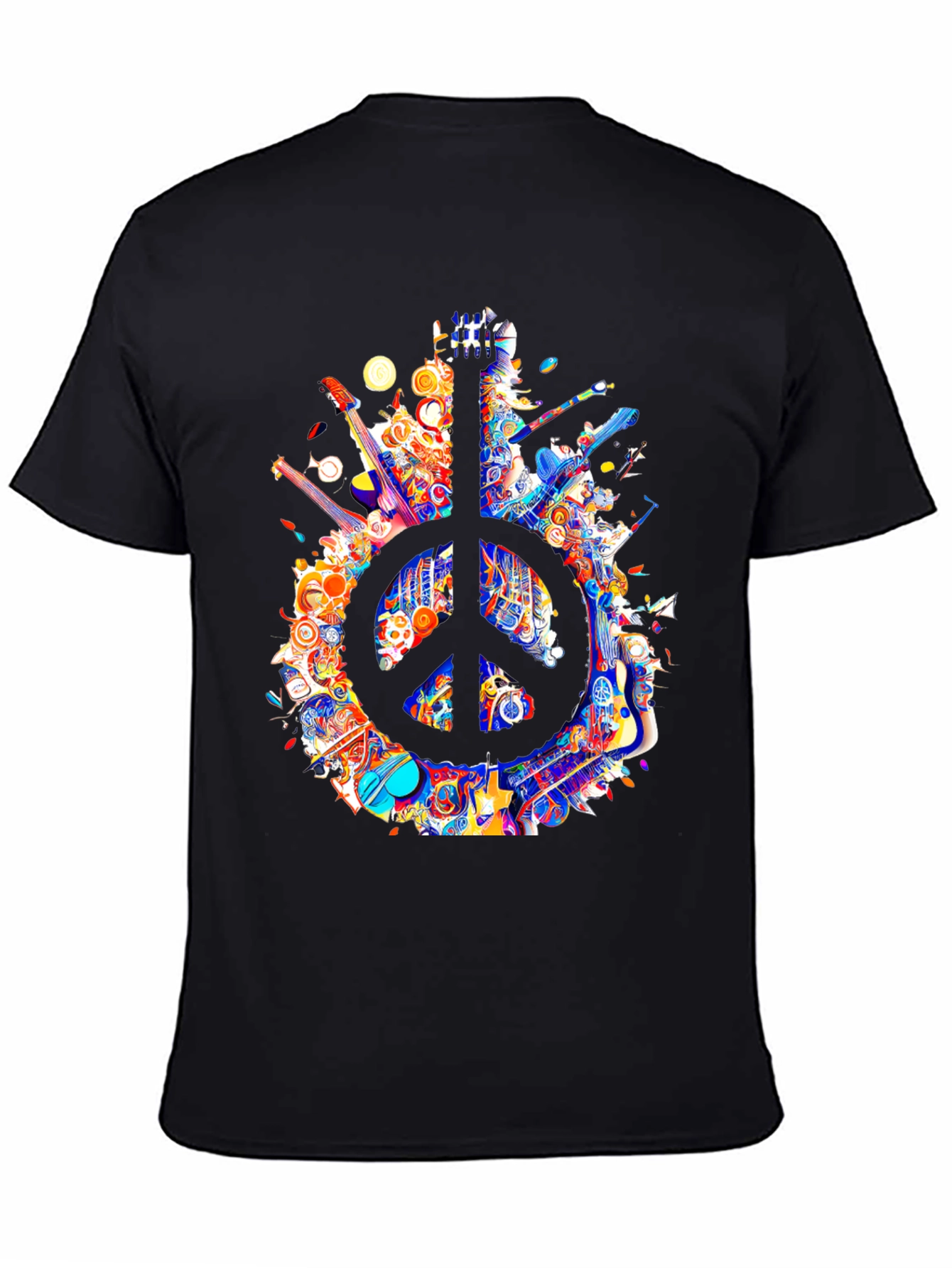 Black Peace Sign Guitar T-Shirt view 4