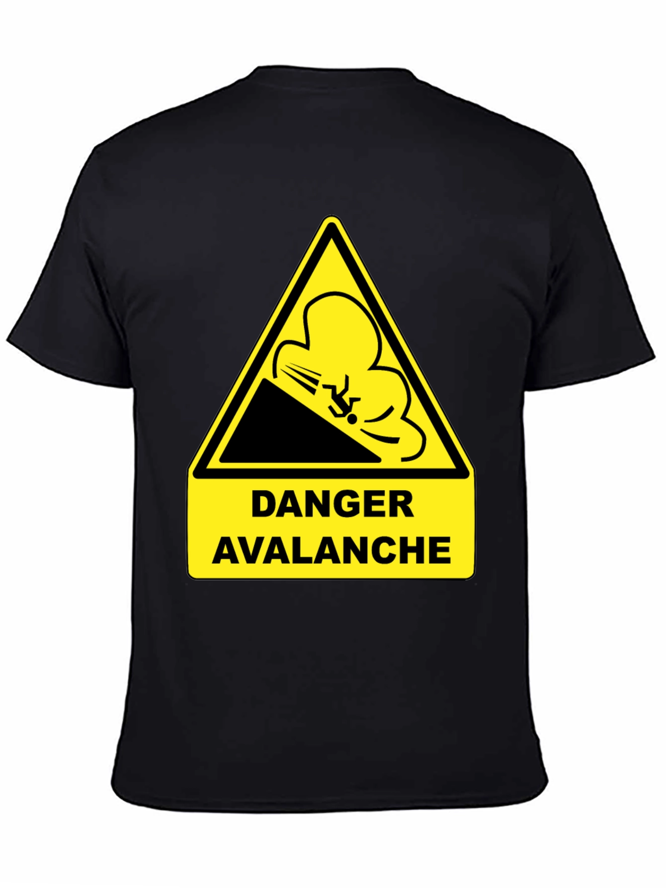 Black Danger Avalanche Warning Black T-Shirt view 4