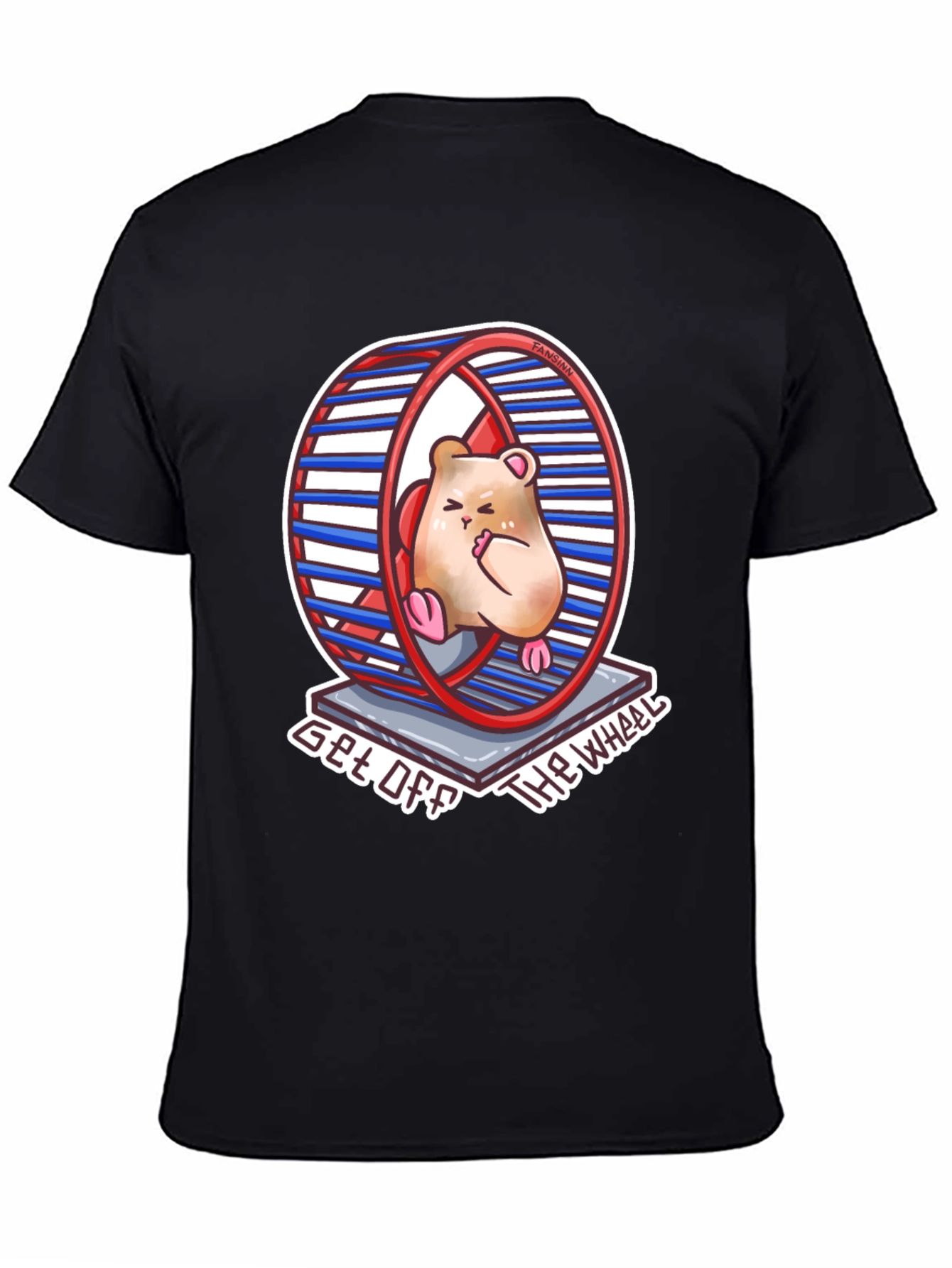 Black Hamster Wheel T-Shirt - Get Off The Wheel view 4