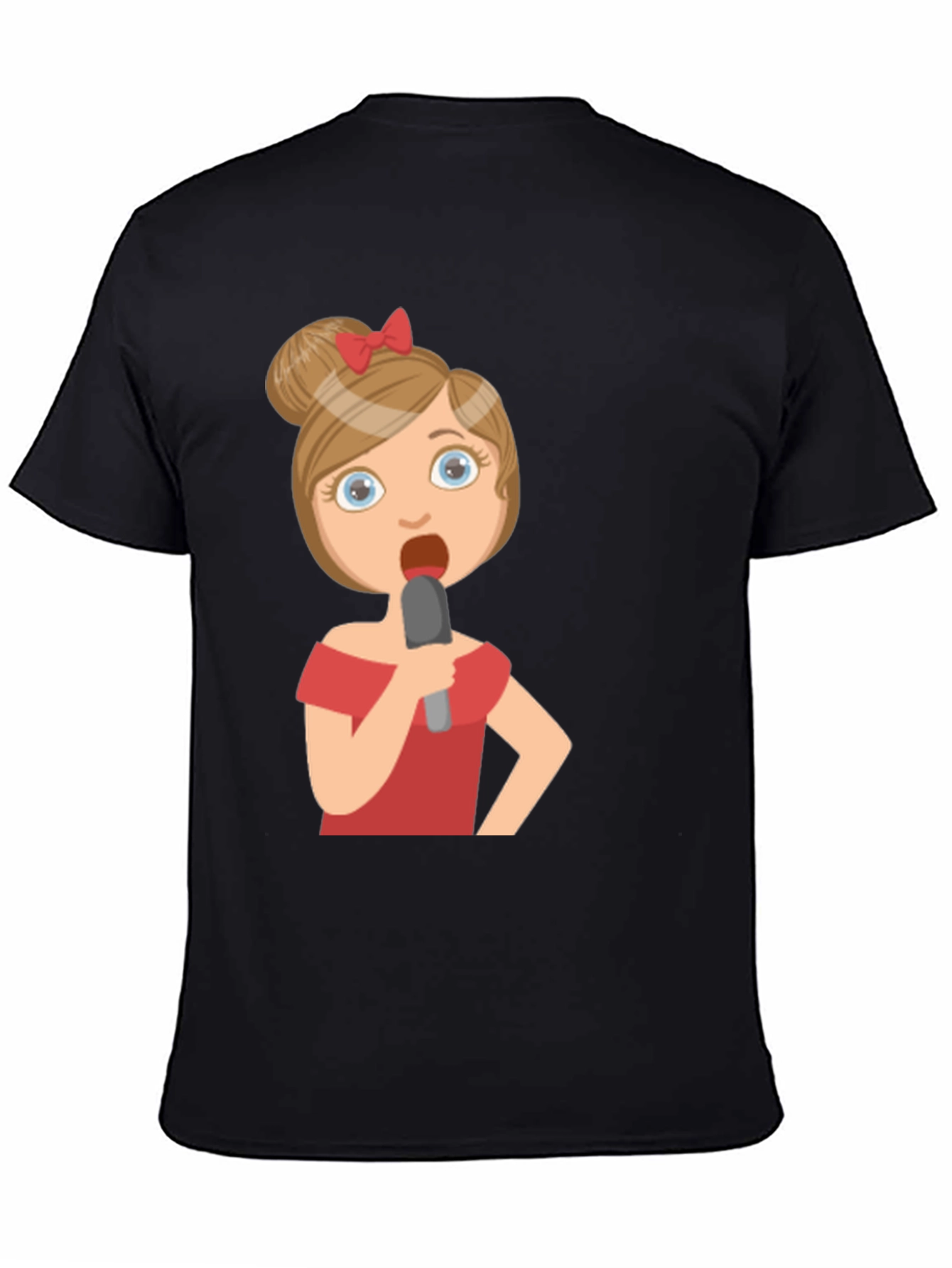 Black Singing Girl Graphic Tee - Black Cotton Blend view 4