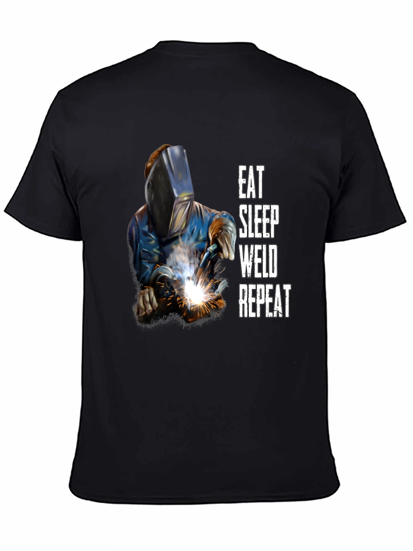 Black Eat Sleep Weld Repeat T-Shirt - Black Welding Tee view 4