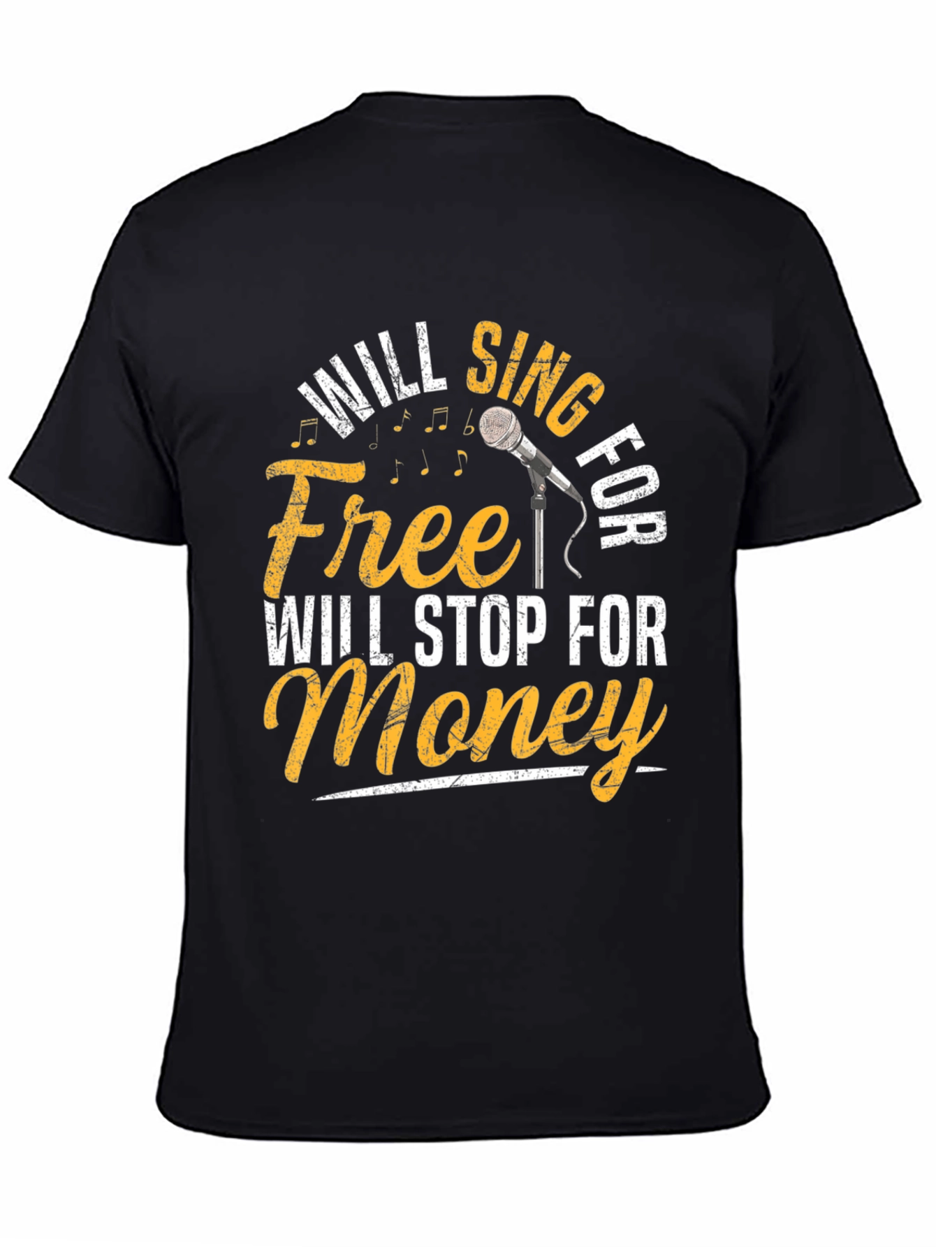 Black Will Sing for Free Men's Black T-Shirt view 4