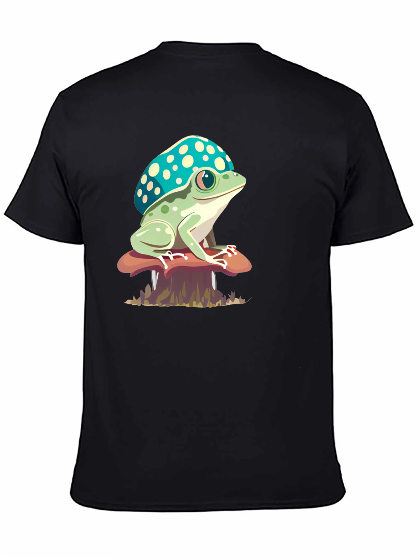Black Frog on Mushroom Tee view 4