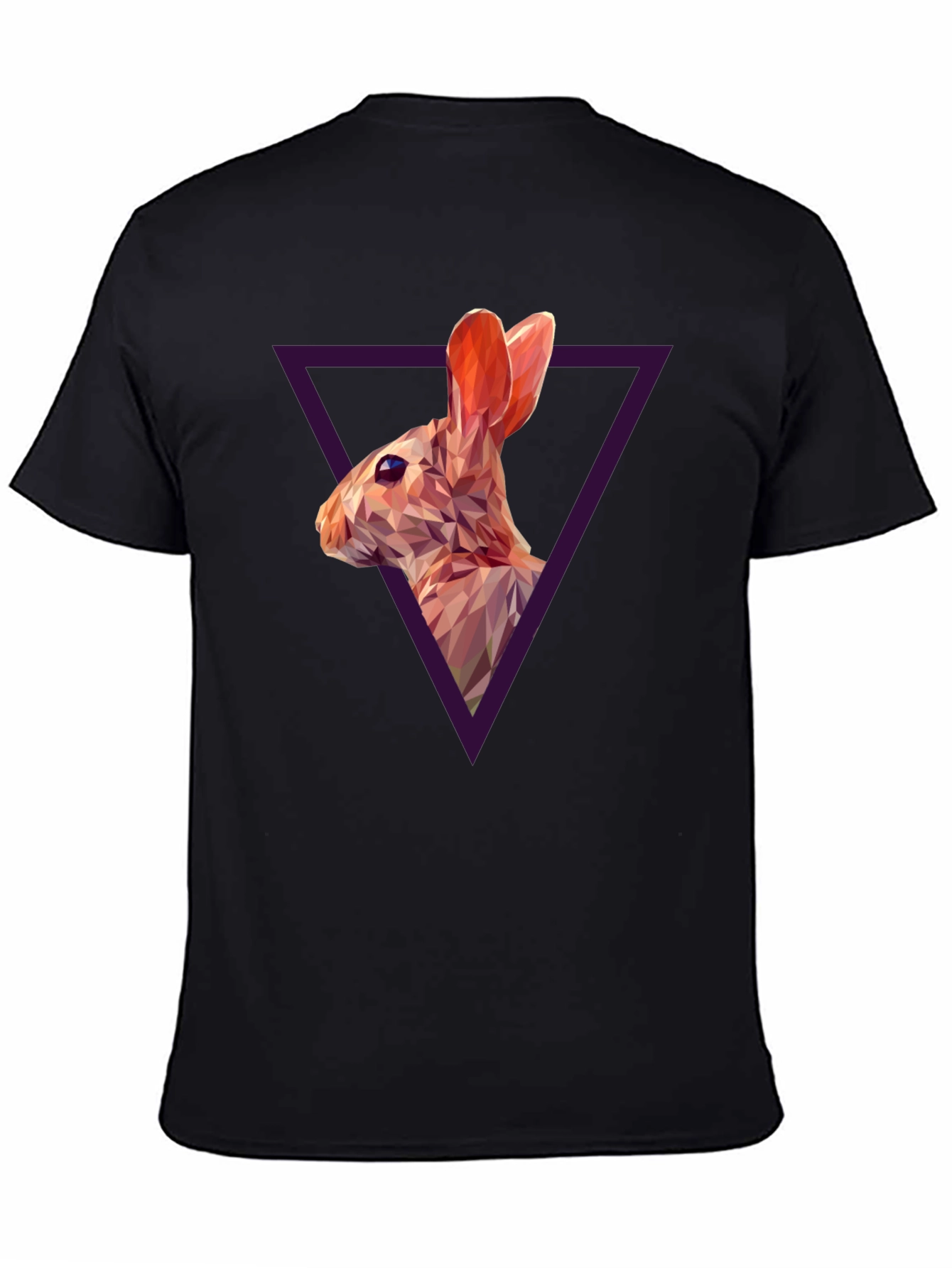 Black Geometric Rabbit Graphic Black T-Shirt view 4