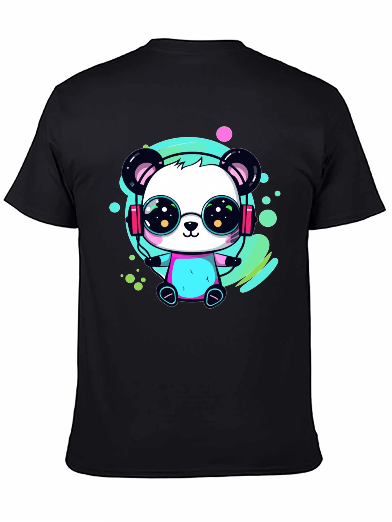 Black Cool Panda Graphic Tee view 4