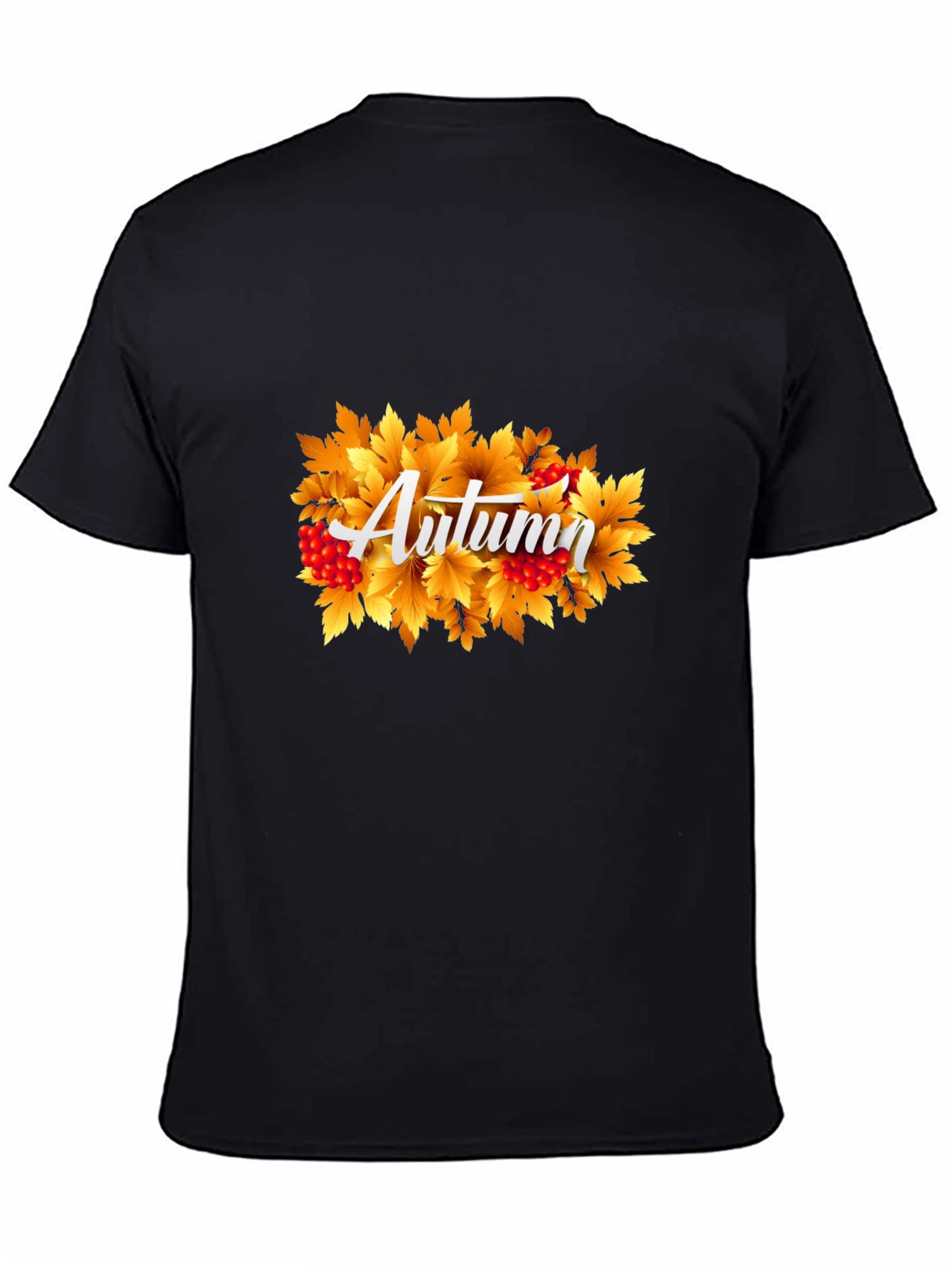 Black Autumn Leaves Graphic Tee - Black Cotton view 4