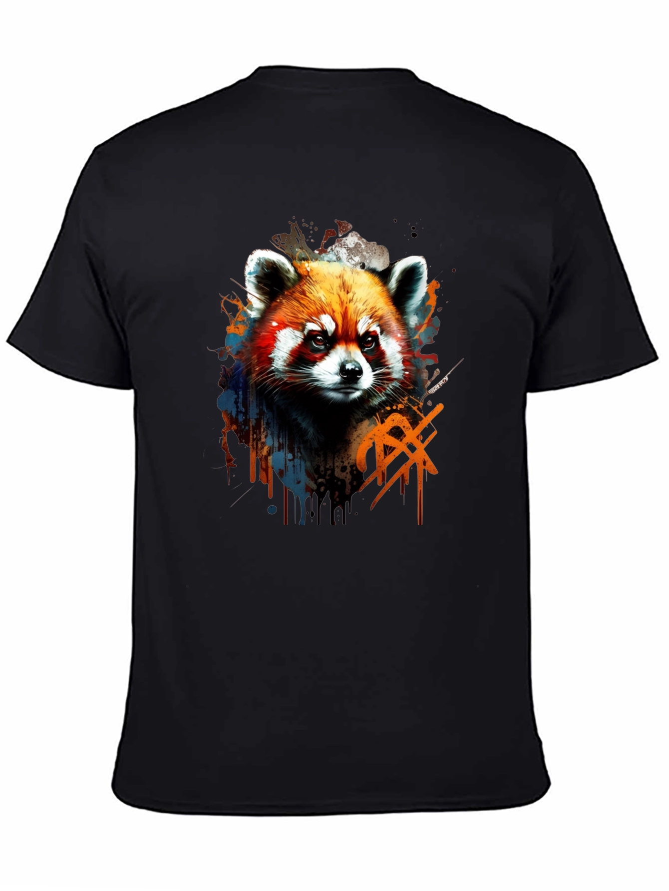 Black Red Panda Graphic Tee - Cool Animal Print Shirt view 4