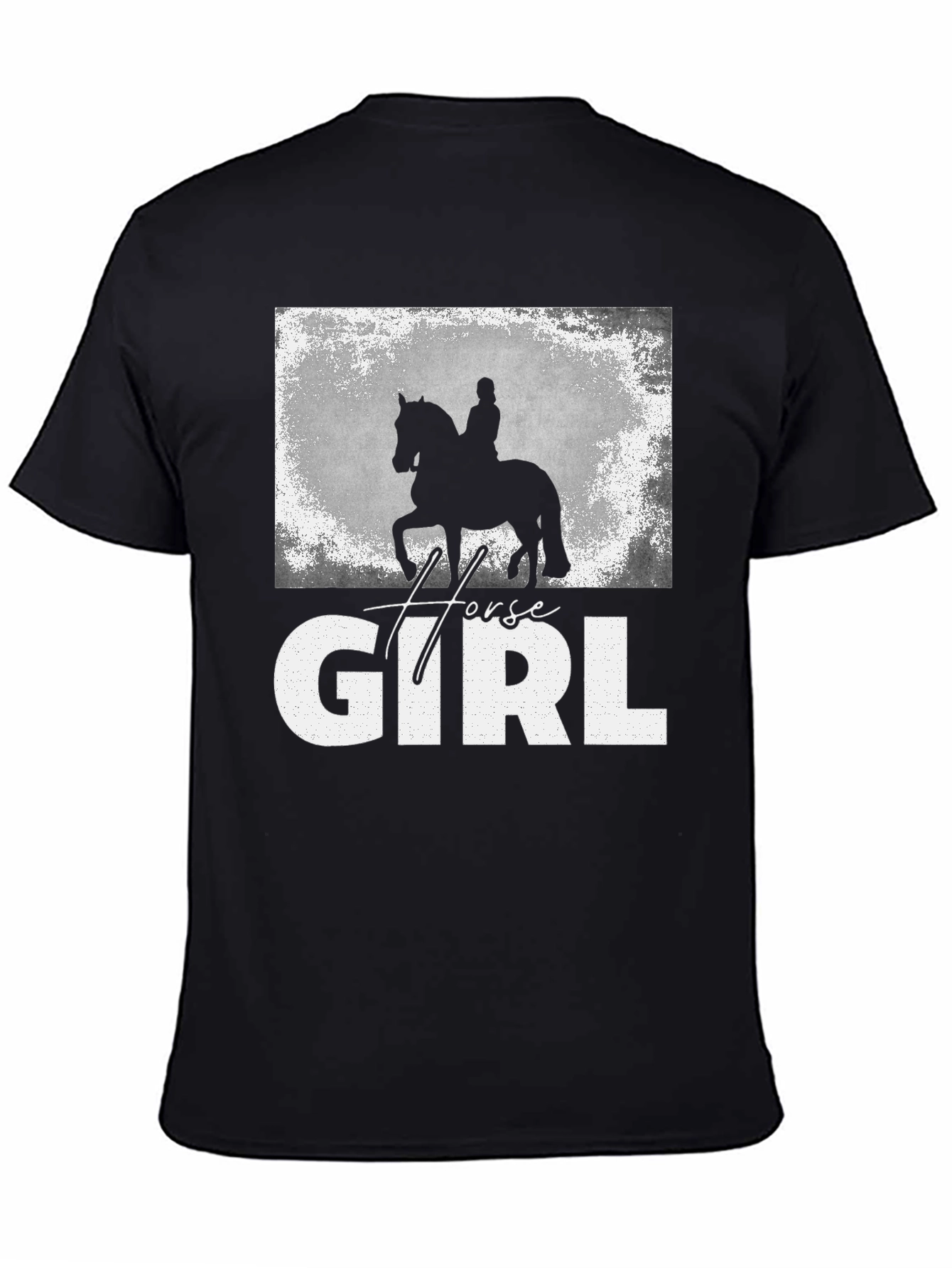Black Horse Girl T-Shirt - Equestrian Rider Graphic Tee view 4