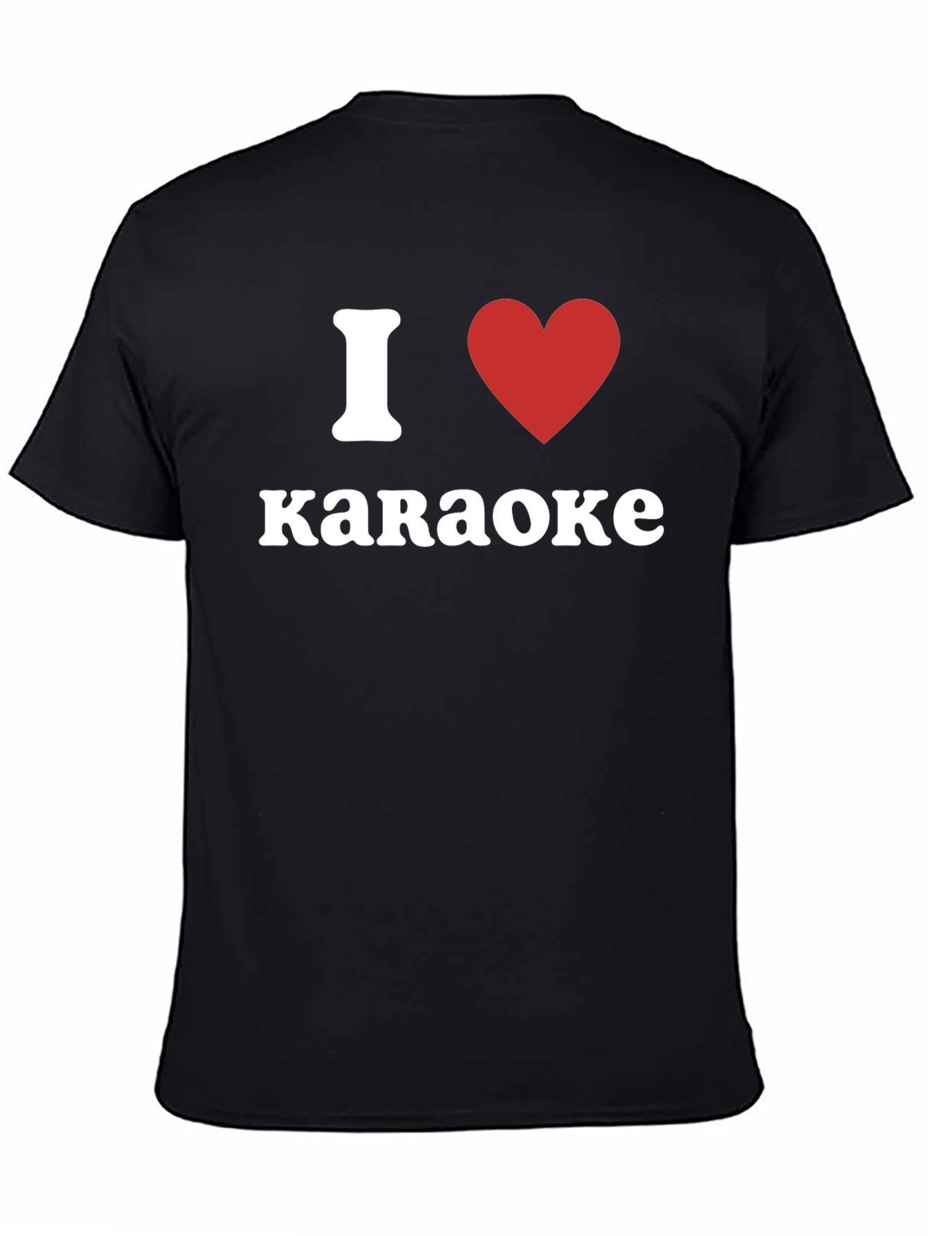 Black I Love Karaoke T-Shirt - Red Heart Design view 4
