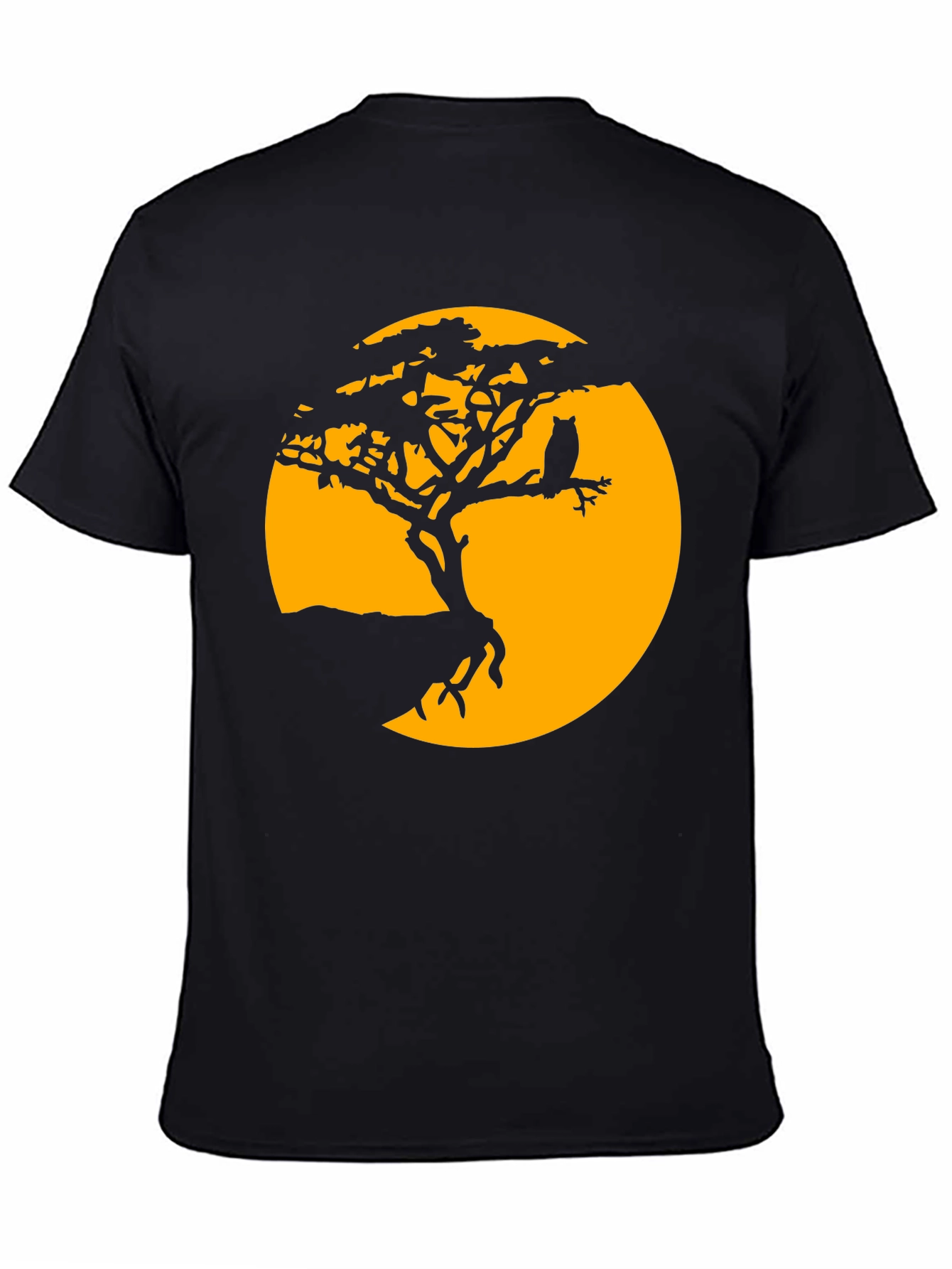 Black Owl Tree Silhouette T-Shirt - Men's Graphic Tee view 4