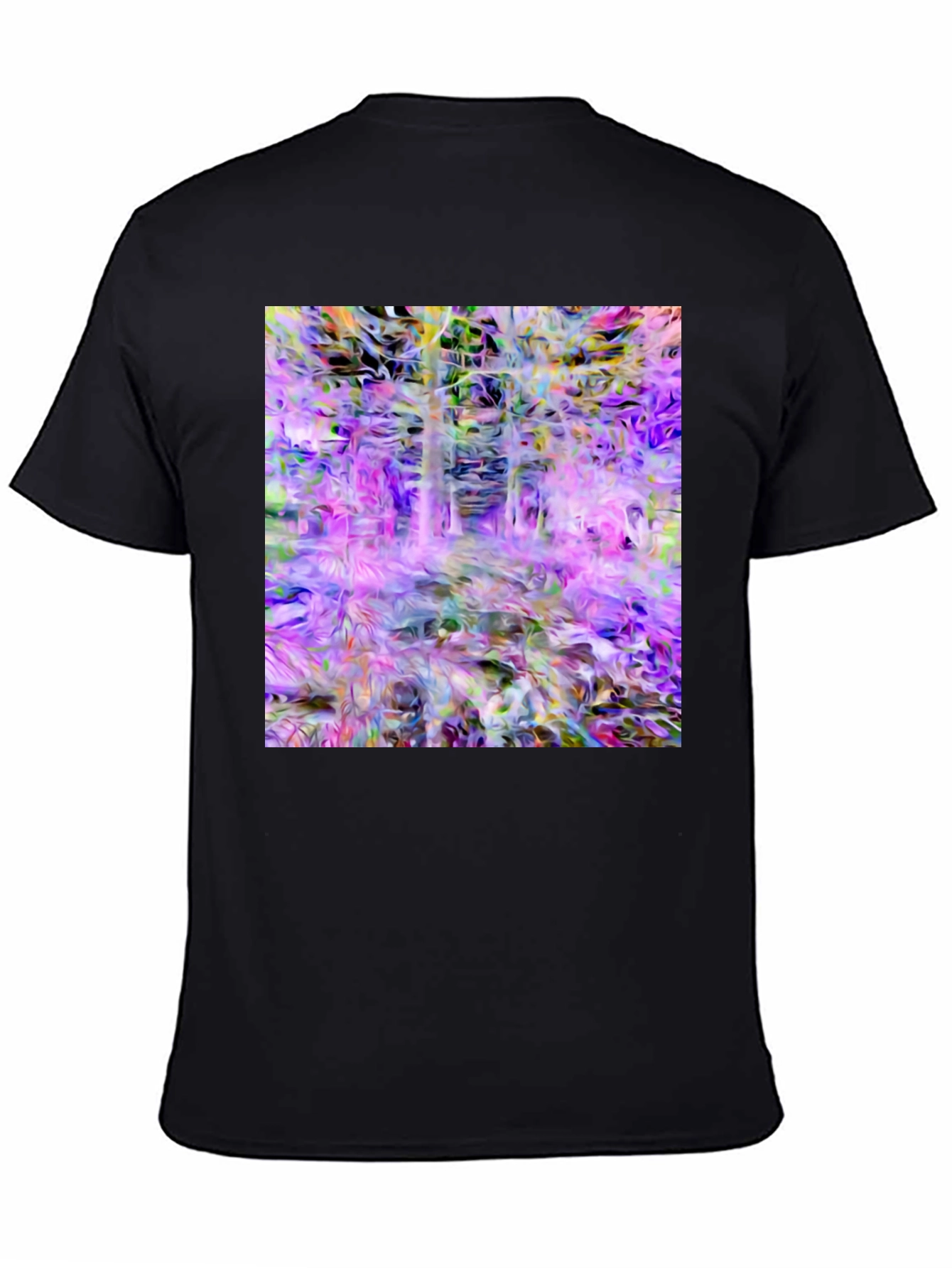 Black Abstract Forest Print Black T-Shirt view 4