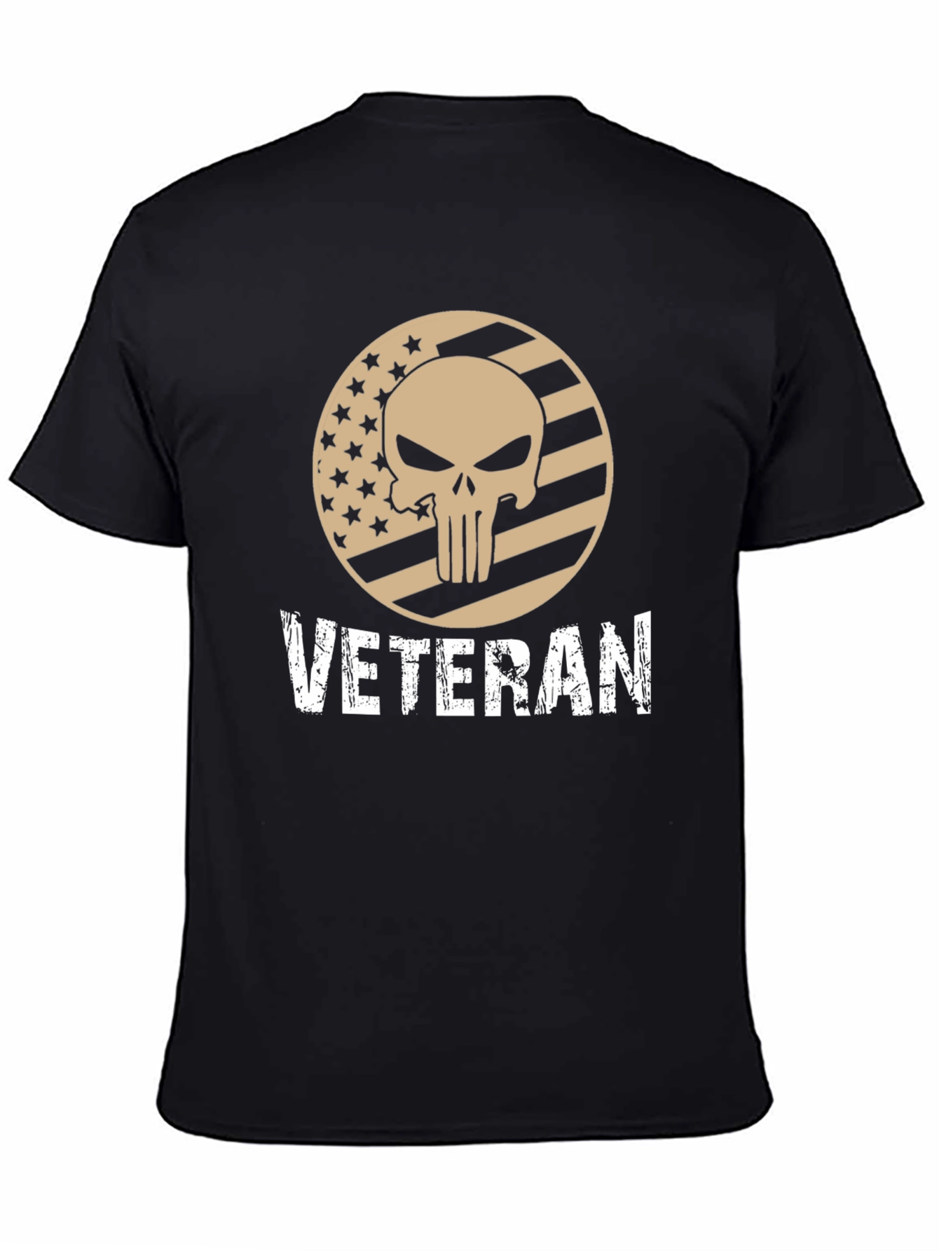 Black Veteran Punisher Skull Graphic T-Shirt view 4