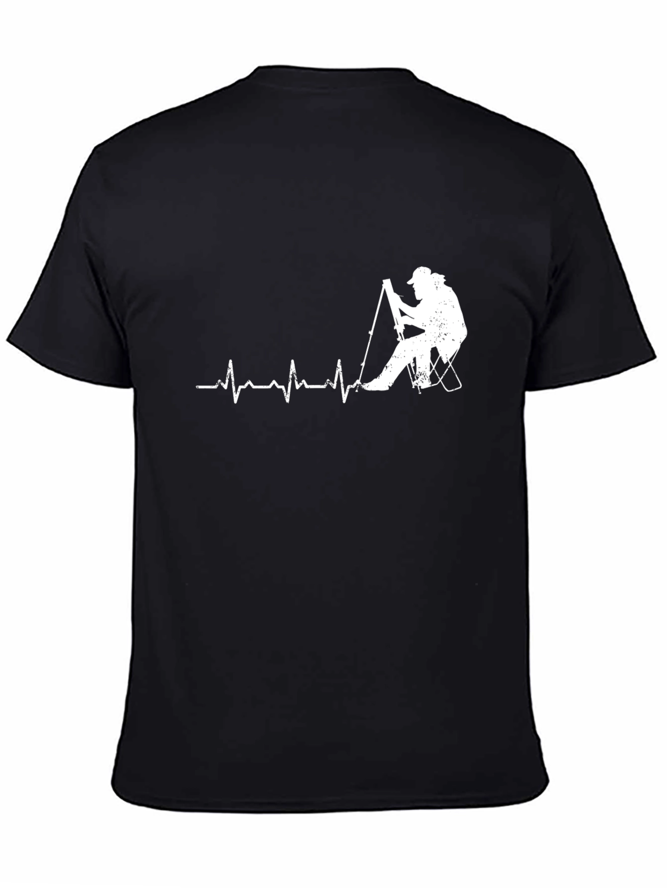 Black Fishing Heartbeat Graphic T-Shirt - Black view 4