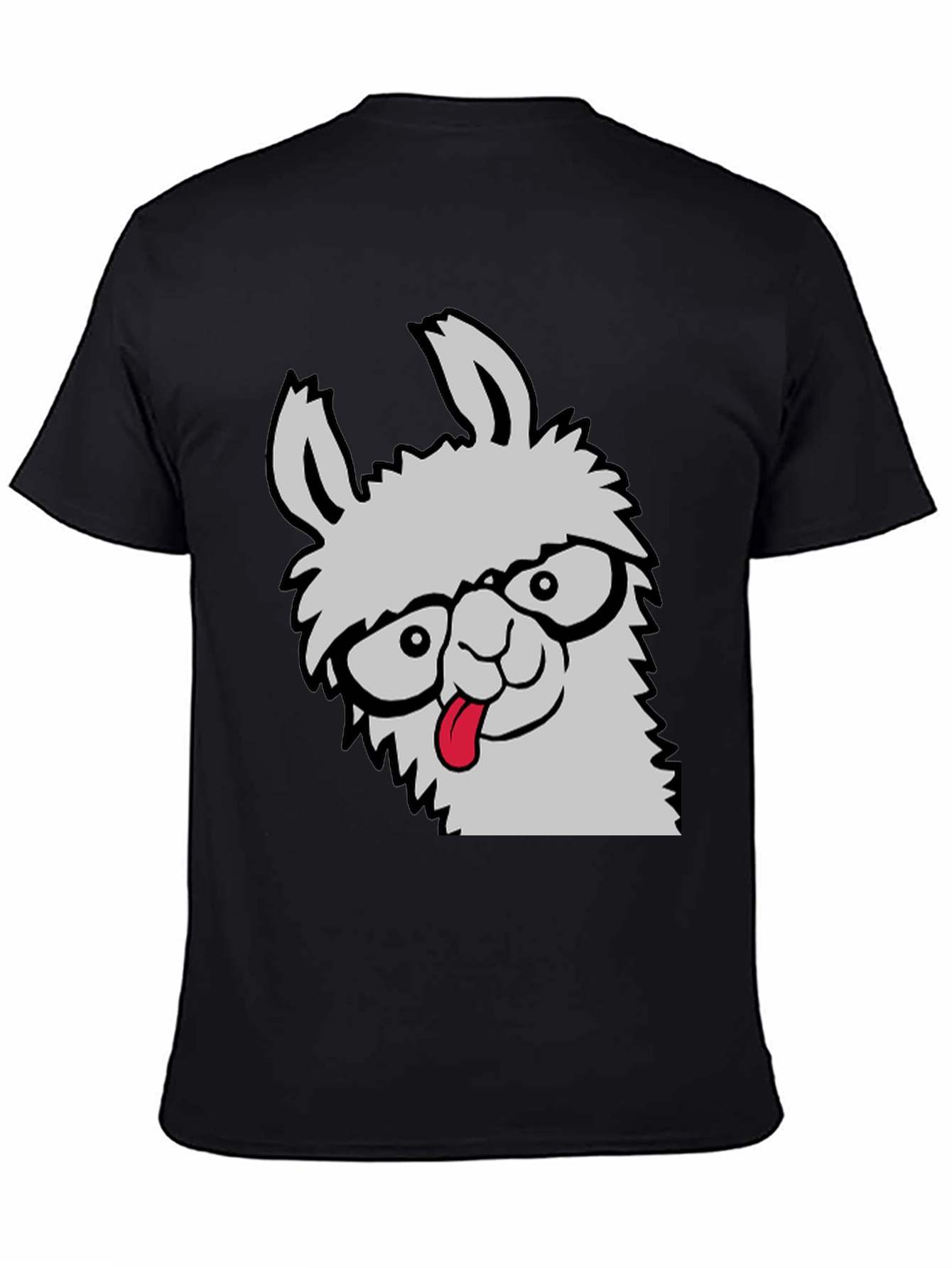 Black Llama Geek Graphic T-Shirt - Funny Animal Tee view 4